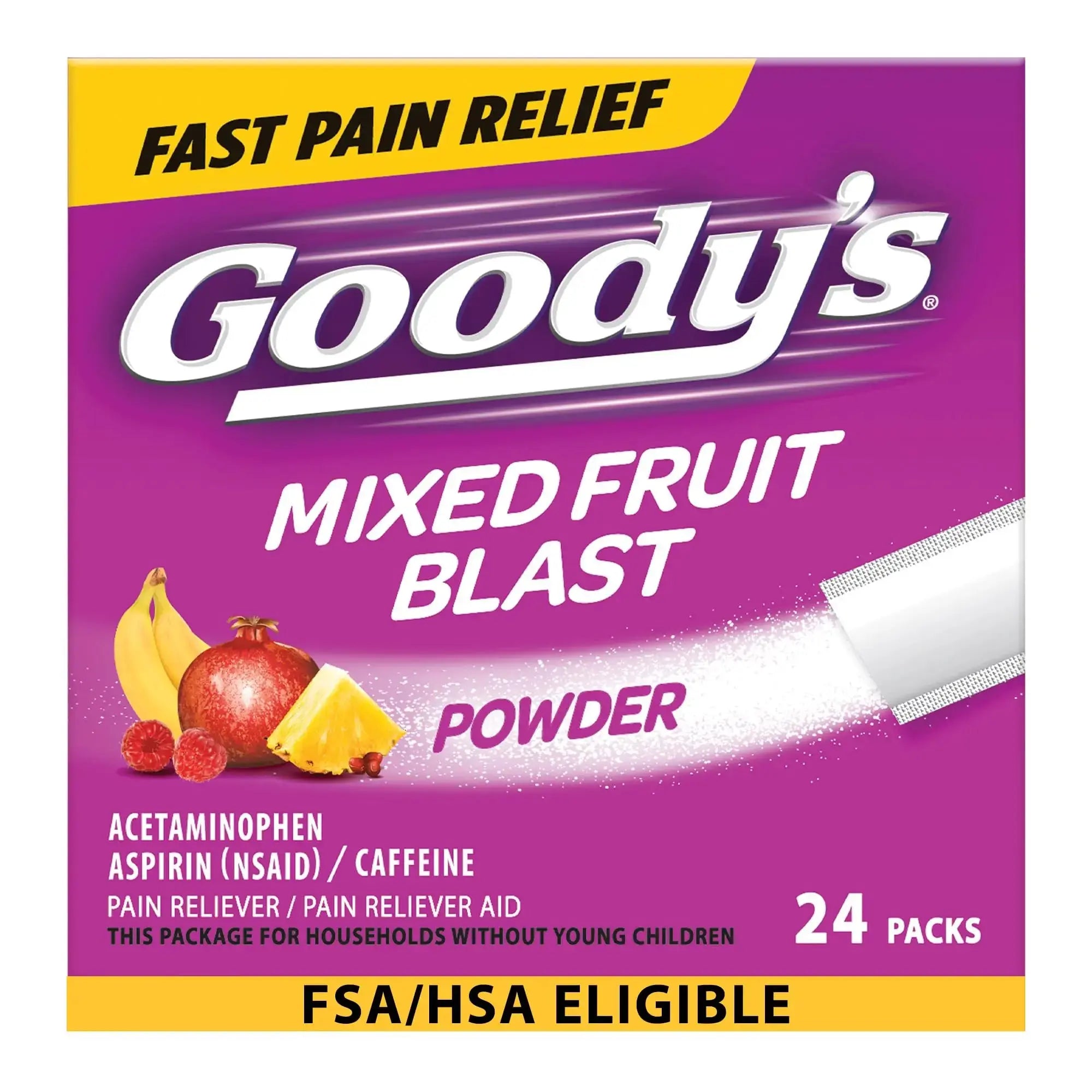 Goody's Pain Relief Powders, Extra Strength Headache Powder Mixed Fruit Blast, 24 ct (Pack of 1) Goody'sAu supplements