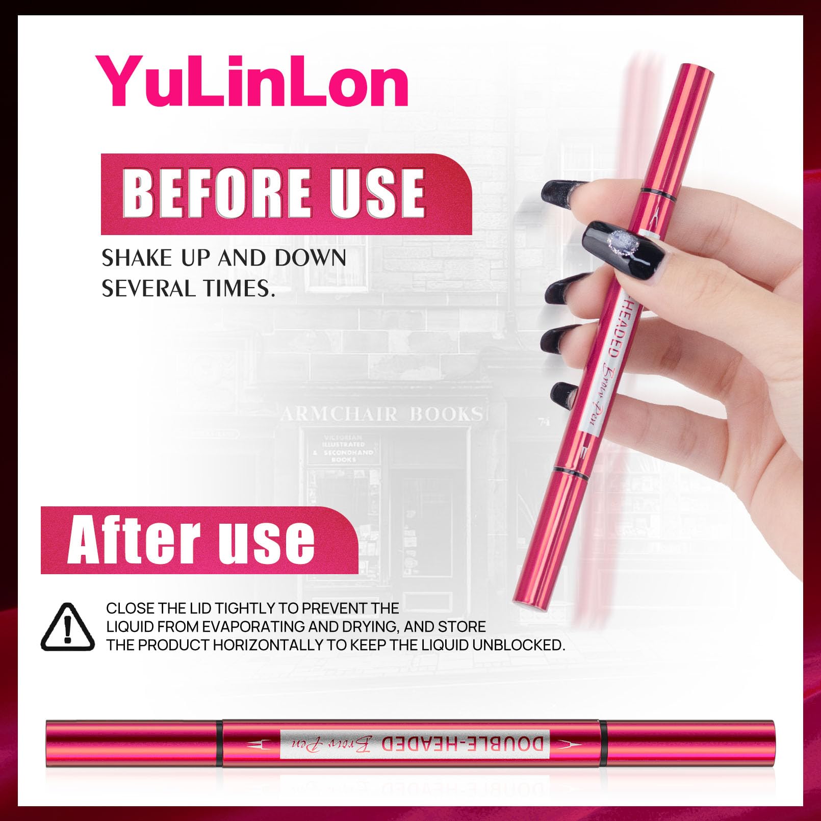 YuLinLon Double-Headed Brow Pen, Ultra-Precise Hair-Like Strokes, Long-Lasting Waterproof Makeup, Available in 5 Natural Shades (3#Dark Brown) YulinlonAu supplements