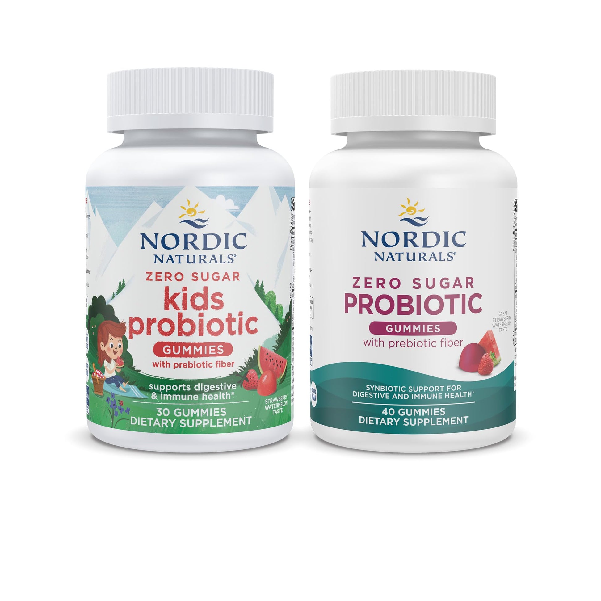 Nordic Naturals Vegan Probiotic Gummies Bundle - Zero Sugar Kids Probiotic Gummies - Strawberry Watermelon Flavor - 30 Gummies, Zero Sugar Probiotic Gummies - Strawberry Watermelon Flavor - 40 Gummies Nordic NaturalsAu supplements