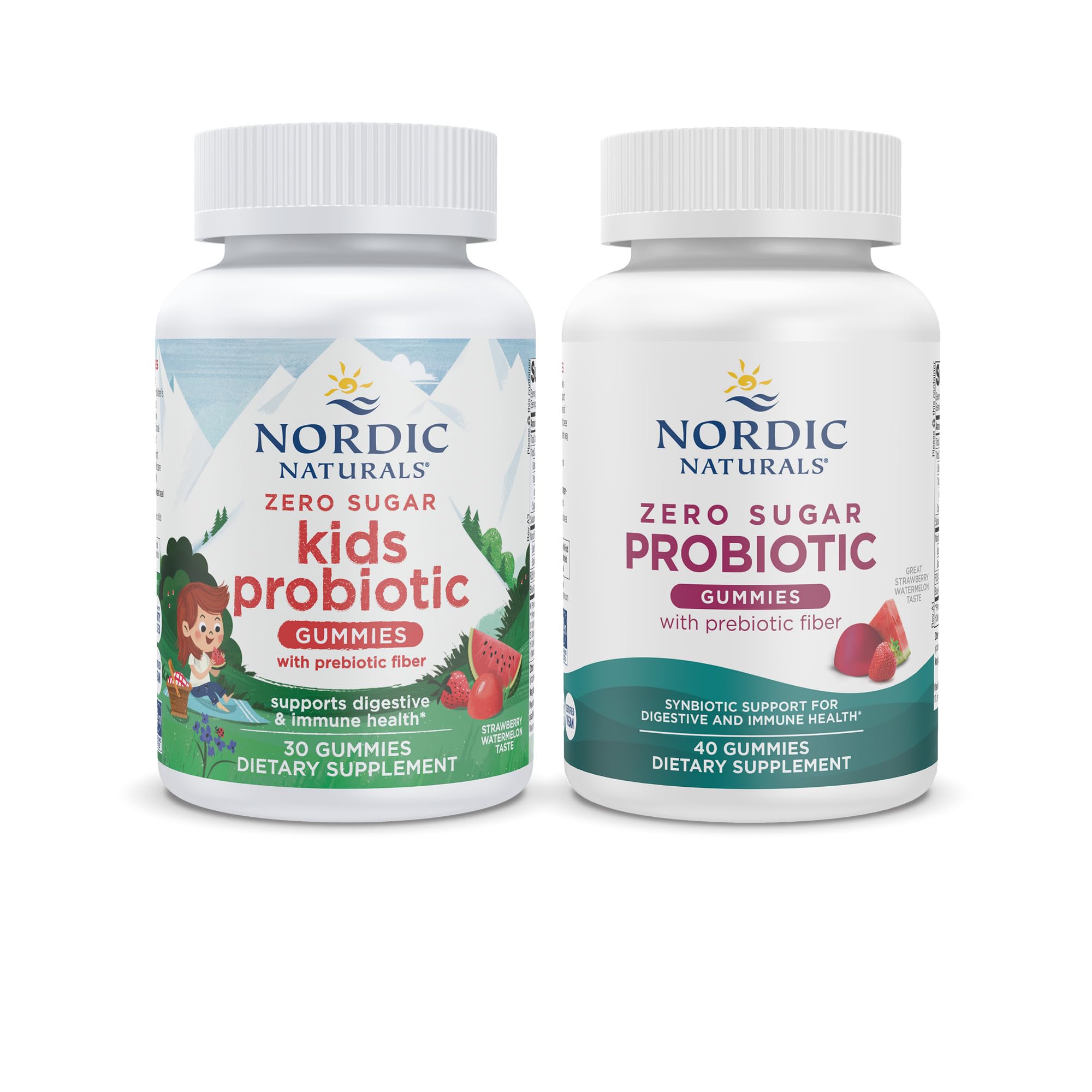 Nordic Naturals Vegan Probiotic Gummies Bundle - Zero Sugar Kids Probiotic Gummies - Strawberry Watermelon Flavor - 30 Gummies, Zero Sugar Probiotic Gummies - Strawberry Watermelon Flavor - 40 Gummies Nordic NaturalsAu supplements