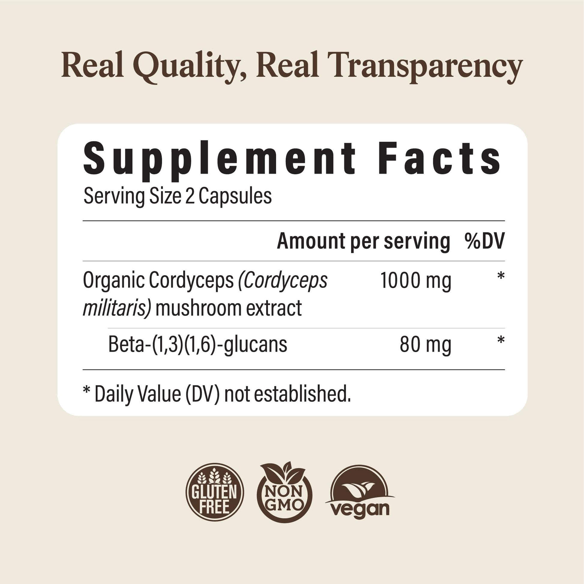 Real Mushrooms Supplement Capsules - Cordyceps Mushroom Powder Rich in Beta Glucans - Mushroom Pills Cordyceps for Energy and Performance - Vegan, Non-GMO, No Grain Fillers, 120 ct Real MushroomsAu supplements