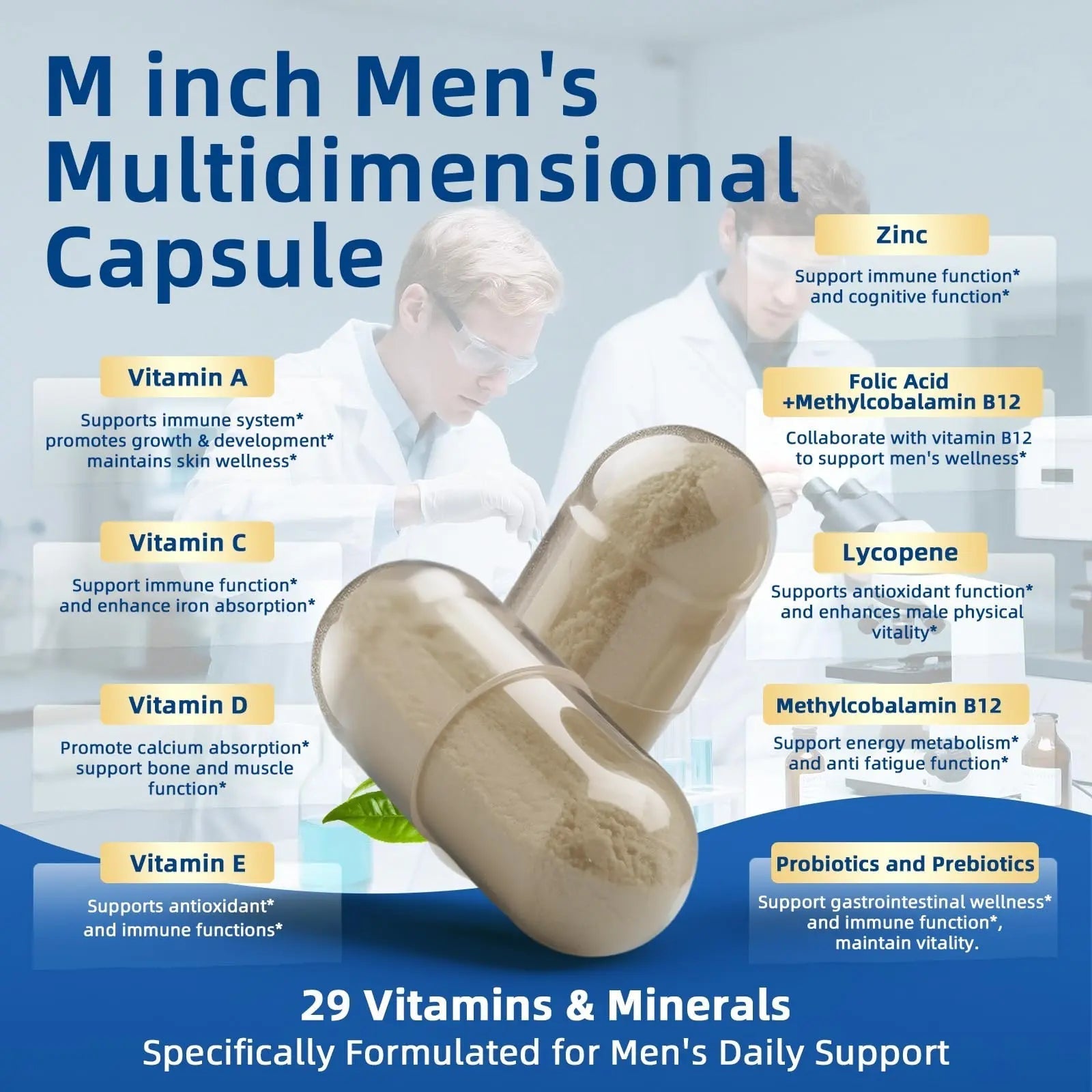 Multivitamin for Men - Methylated Multivitamin Supports Energy & Metabolism, Liver & Digestive*, Daily Men's Vitamins M inchAu supplements