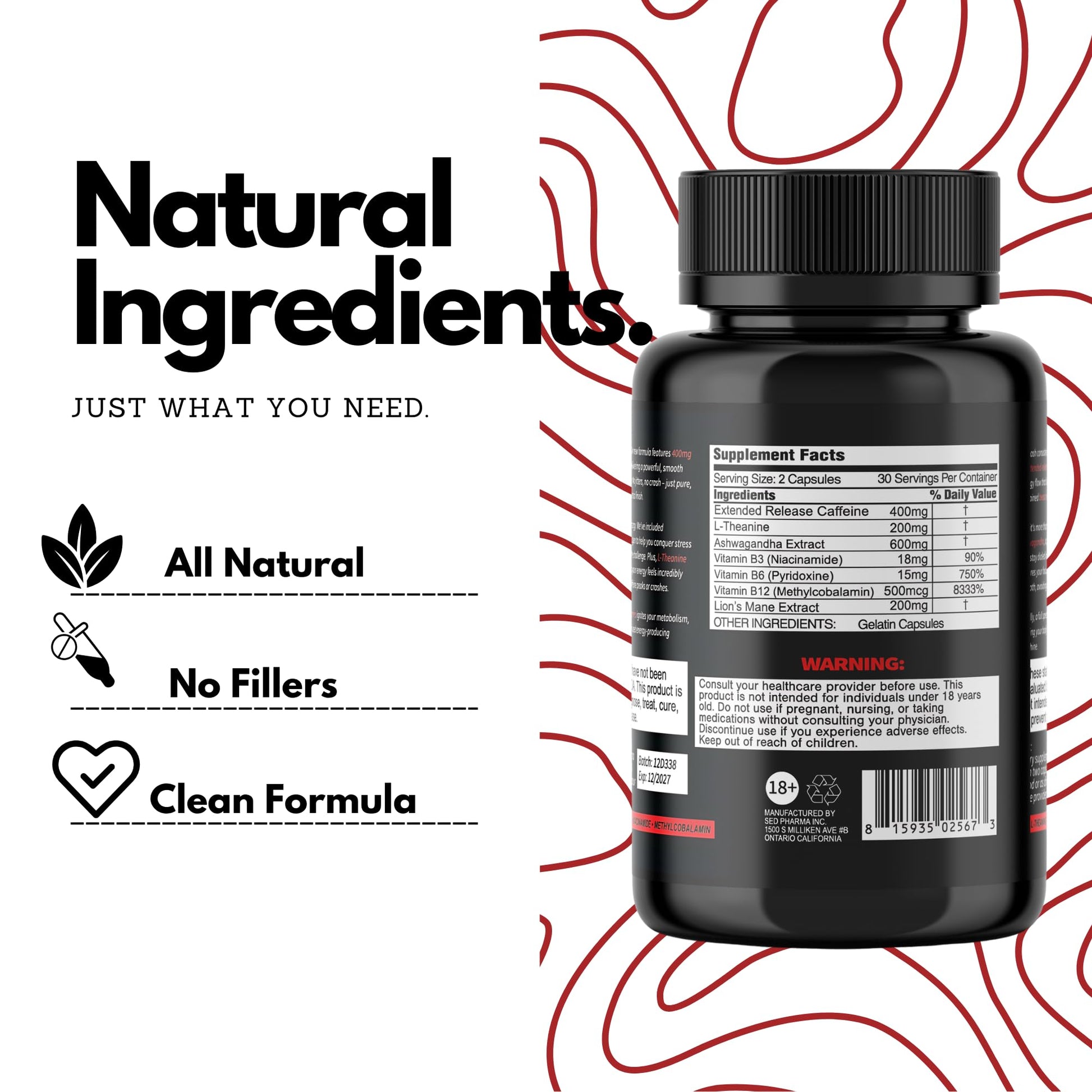 Beast Mind Extended Release Extreme Energy Pills | 400mg XR Caffeine | 600mg Ashwagandha | 200mg Lion's Mane, Increased Energy & Focus, Natural Nootropic Labs Beast MindAu supplements