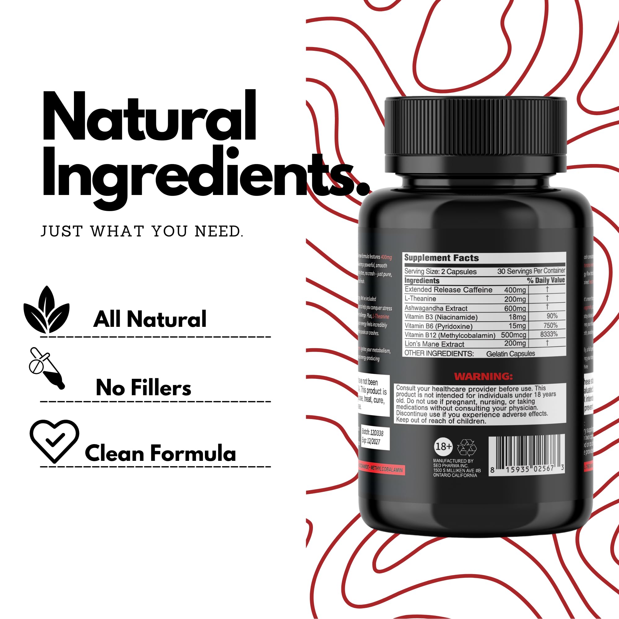 Beast Mind Extended Release Extreme Energy Pills | 400mg XR Caffeine | 600mg Ashwagandha | 200mg Lion's Mane, Increased Energy & Focus, Natural Nootropic Labs Beast MindAu supplements