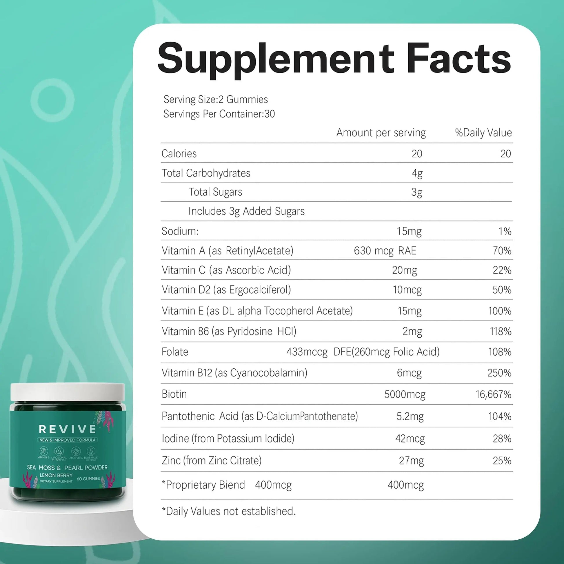 Balmbare Revive Gummies for Hair Loss - Sea Moss Gummies with Vitamin C, Vitamin E, Aloe Vera, Pearl Powder Supports Faster Hair Growth RulinalAu supplements