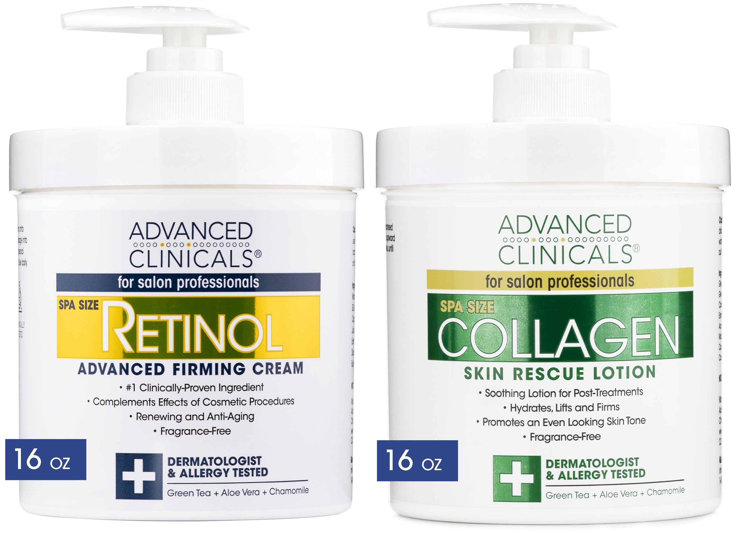 Advanced Clinicals Retinol Body Lotion + Collagen Cream 2pc Body Skin Care Set Advanced ClinicalsUS supplements