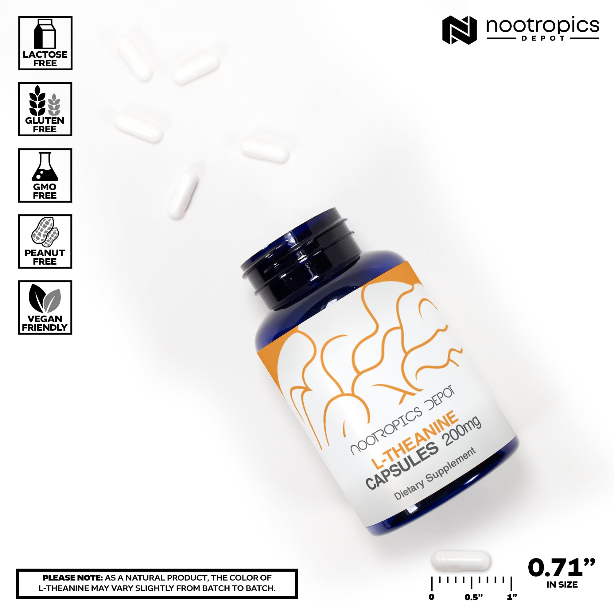 Nootropics Depot L-Theanine Capsules 200mg (180 Count) | Promotes Relaxation | Supports Healthy Stress Levels + Sleep Cycles | Promotes Cognitive Function + Focus | Amino Acid Supplement Nootropics DepotAu supplements