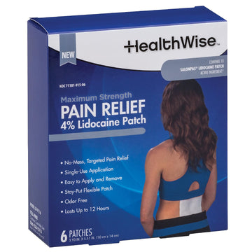 HealthWise Maximum Strength Pain Relief 4% Lidocaine Pain Relief Patch, Blue, (59-9116) HealthWiseAu supplements