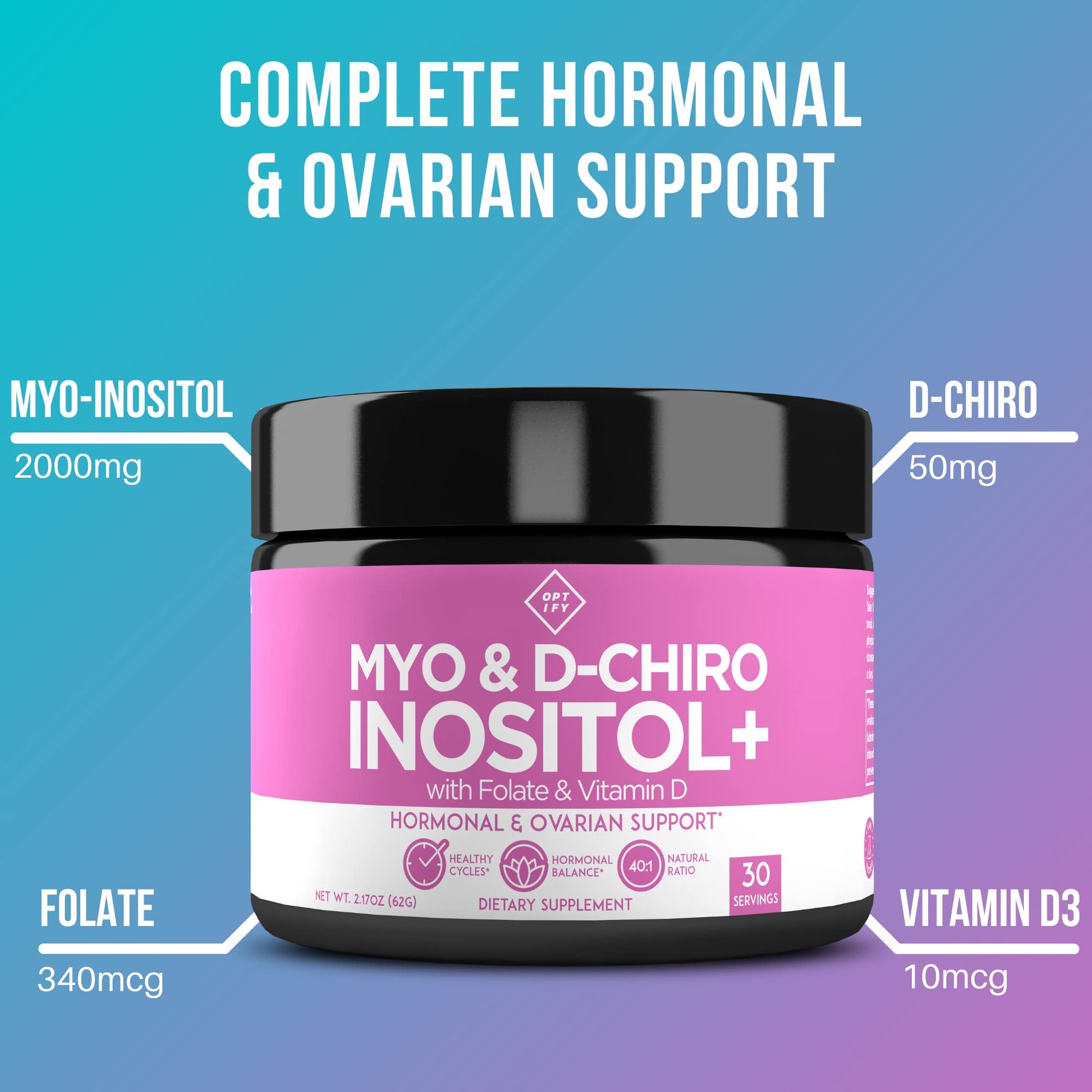 Premium Inositol Supplement Bundle - Myo-Inositol and D-Chiro Inositol Plus Folate OptifyUS supplements