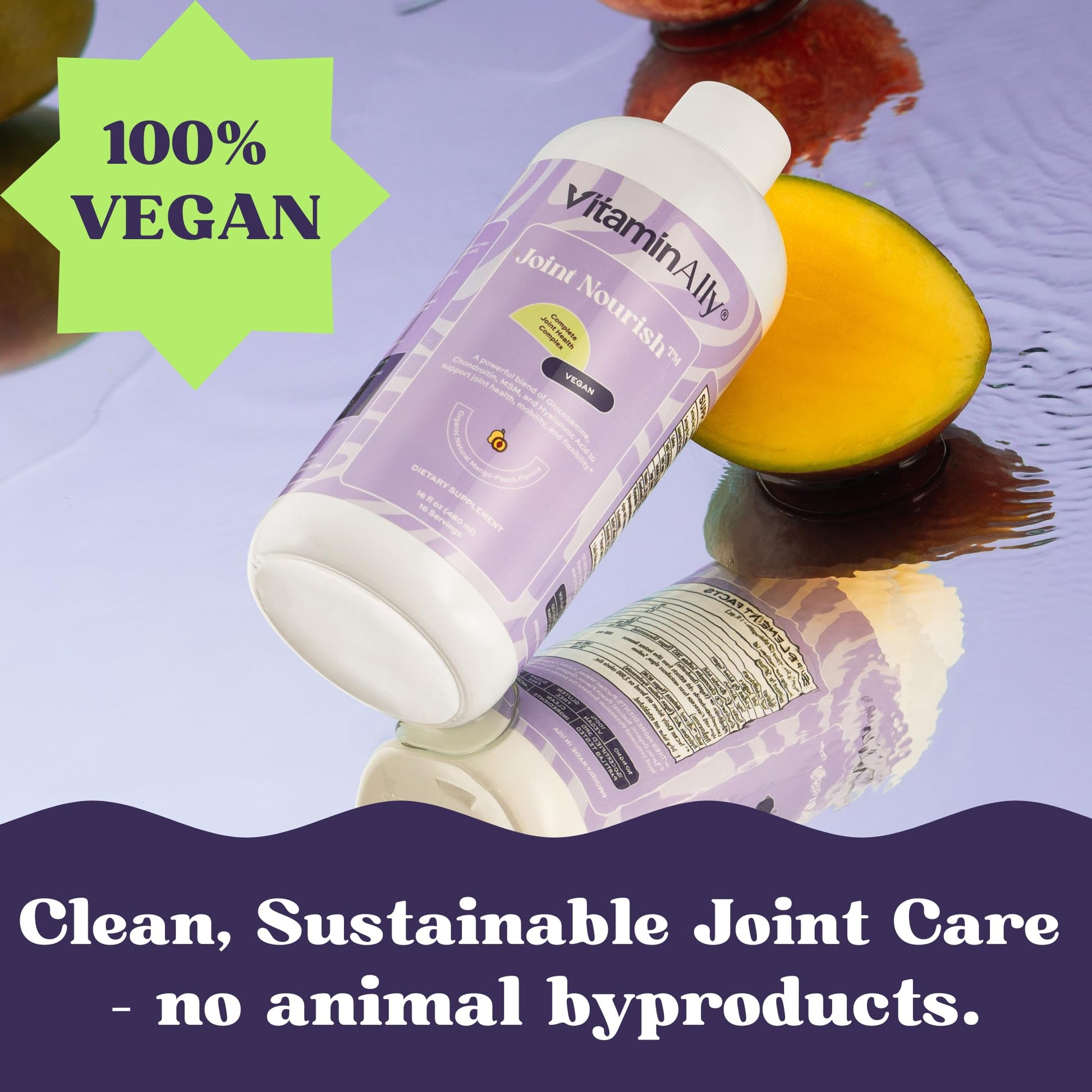 Joint Nourish – 100% Vegan Liquid Joint Supplement | Vegan Glucosamine, Chondroitin, MSM, Hyaluronic Acid & Vitamin C | Mango-Peach | Supports Joint Mobility, Cartilage & Skin | Sugar-Free,16 Servings VitaminallyAu supplements