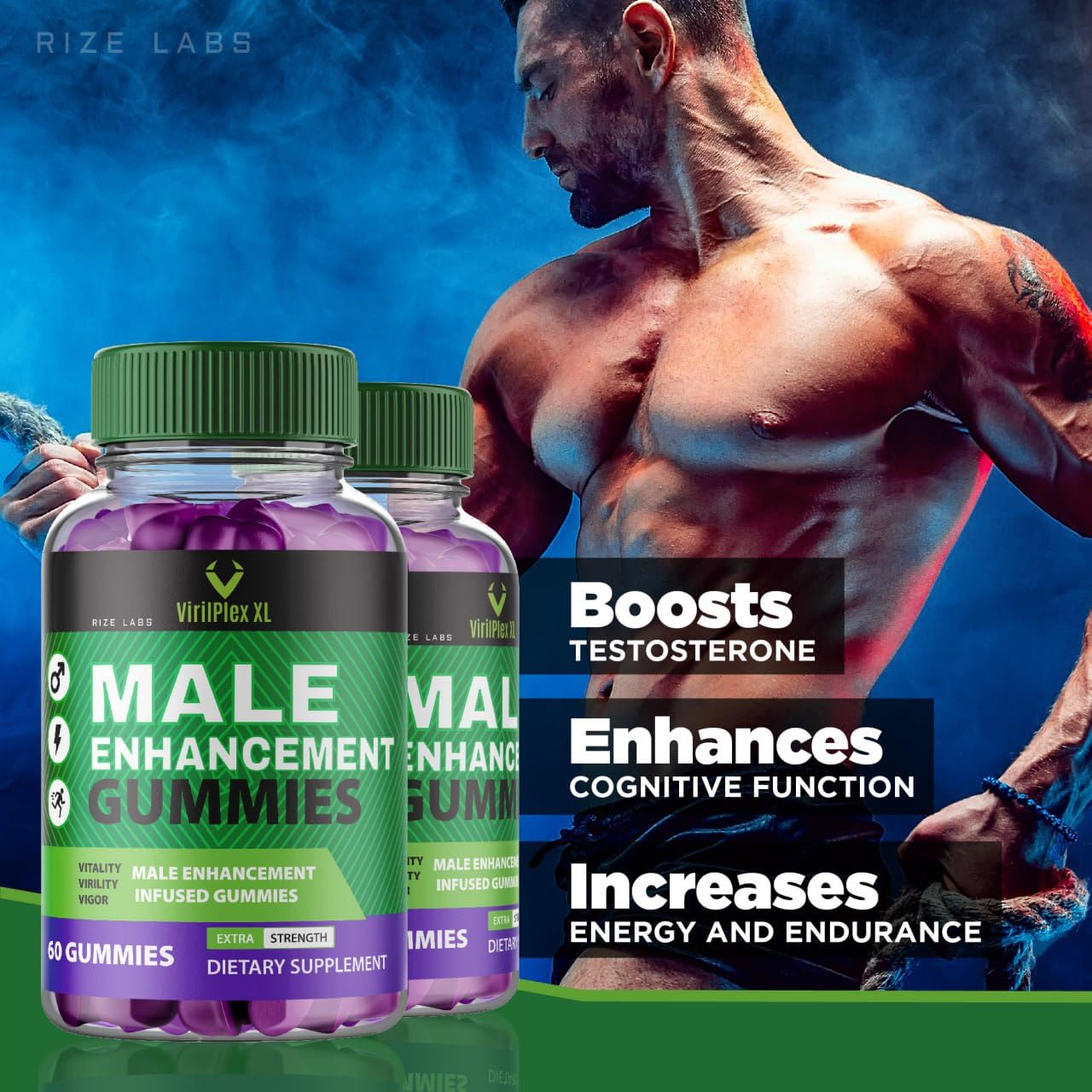 rize labs VirilPlex XL Male Performance Gummies, Premium Formula for Health and Well-Being for Men, Gummys to Deliver Maximum Performance Benefits - Pack of 3(180 Gummies) rize labsAu supplements