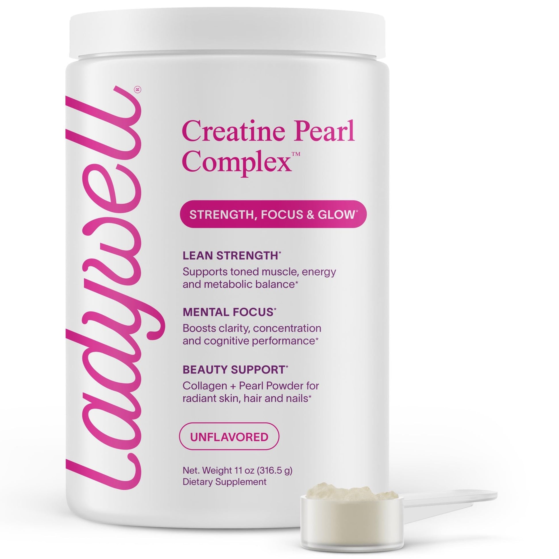 Ladywell Creatine Pearl Complex | 3-in-1 Formula for Women | Creatine Monohydrate, Collagen & Pearl Powder | Supports Energy, Skin Health, Mental Clarity, Metabolism & Lean Muscle | 30 Servings LadywellAu supplements