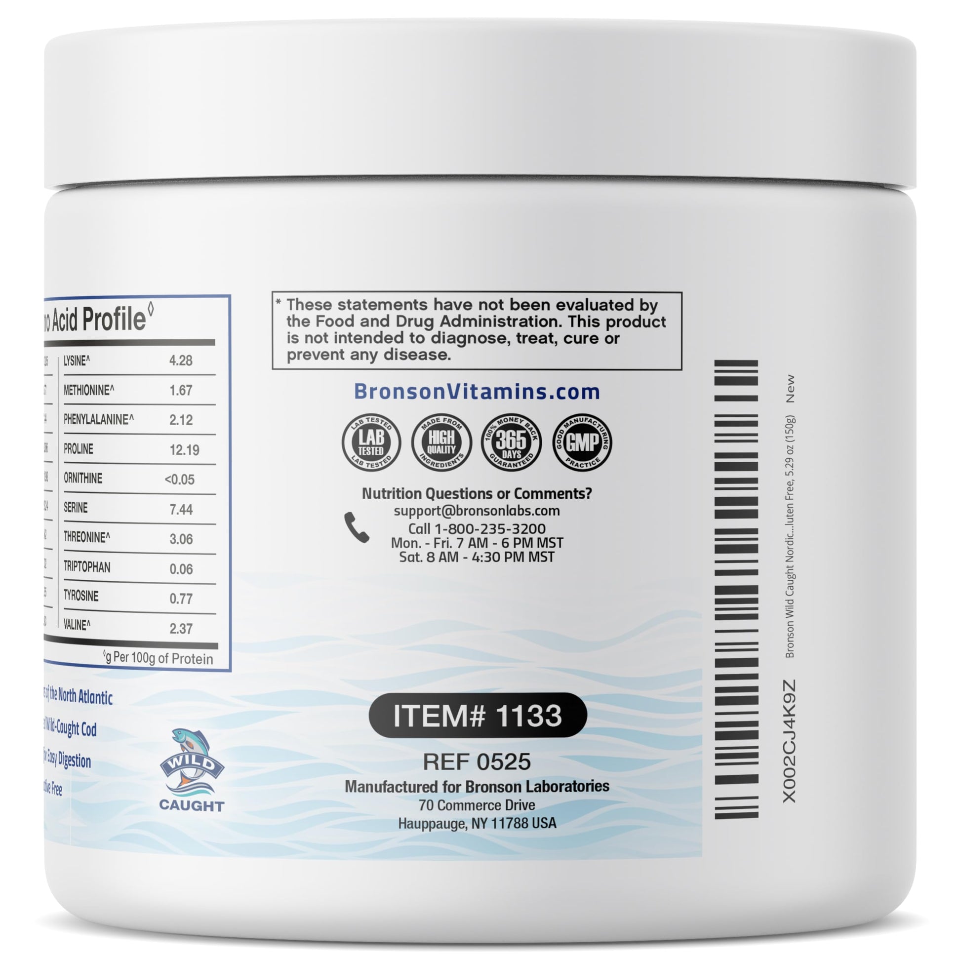 Bronson Marine Collagen Peptides Hydrolyzed Protein Powder 100% Wild Caught Nordic Cod Verified Sustainable Source for Joints Skin Hair Nails & Bones 150g (5.29oz) BronsonAu supplements