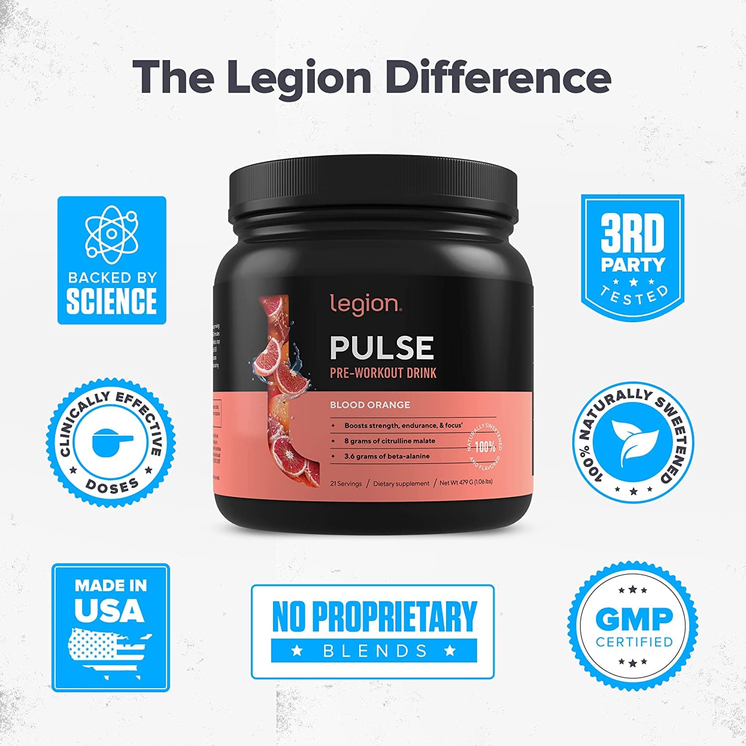 LEGION Pulse Pre Workout Supplement - All Natural Nitric Oxide Preworkout Drink LEGIONAu supplements