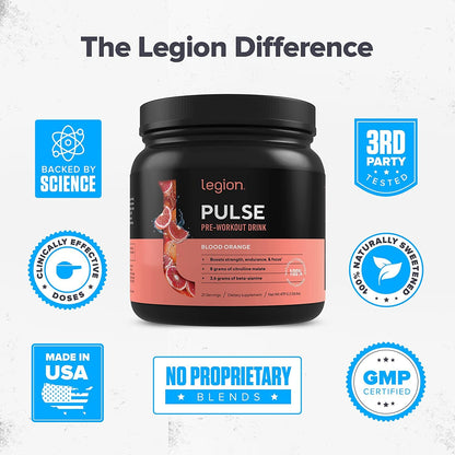 LEGION Pulse Pre Workout Supplement - All Natural Nitric Oxide Preworkout Drink LEGIONUS supplements