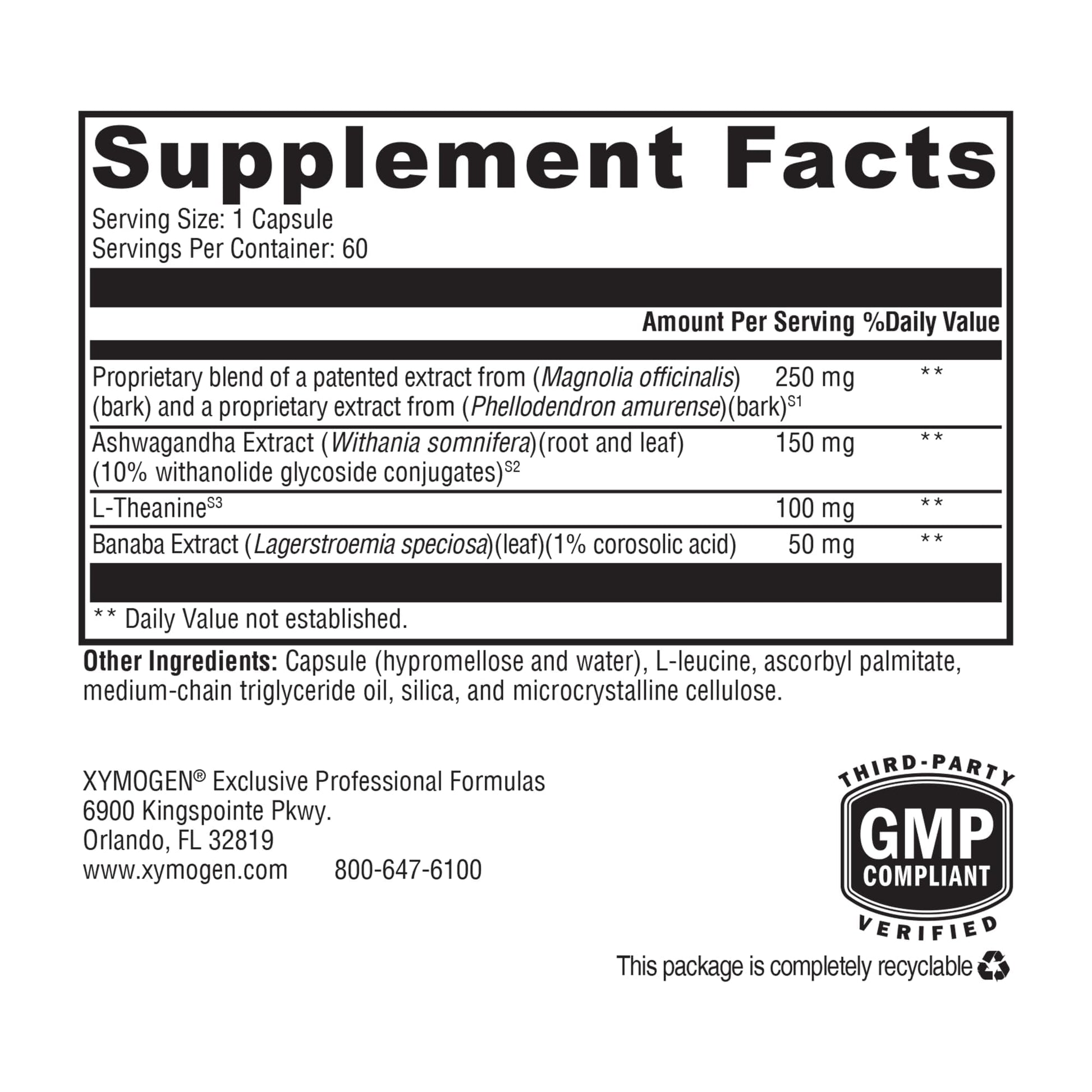 XYMOGEN Cortisolv Cortisol Supplement - Ashwagandha Supplement with L Theanine to Support Healthy Cortisol Levels, Energy, Relaxation and Mental Clarity (60 Capsules) XYMOGENAu supplements