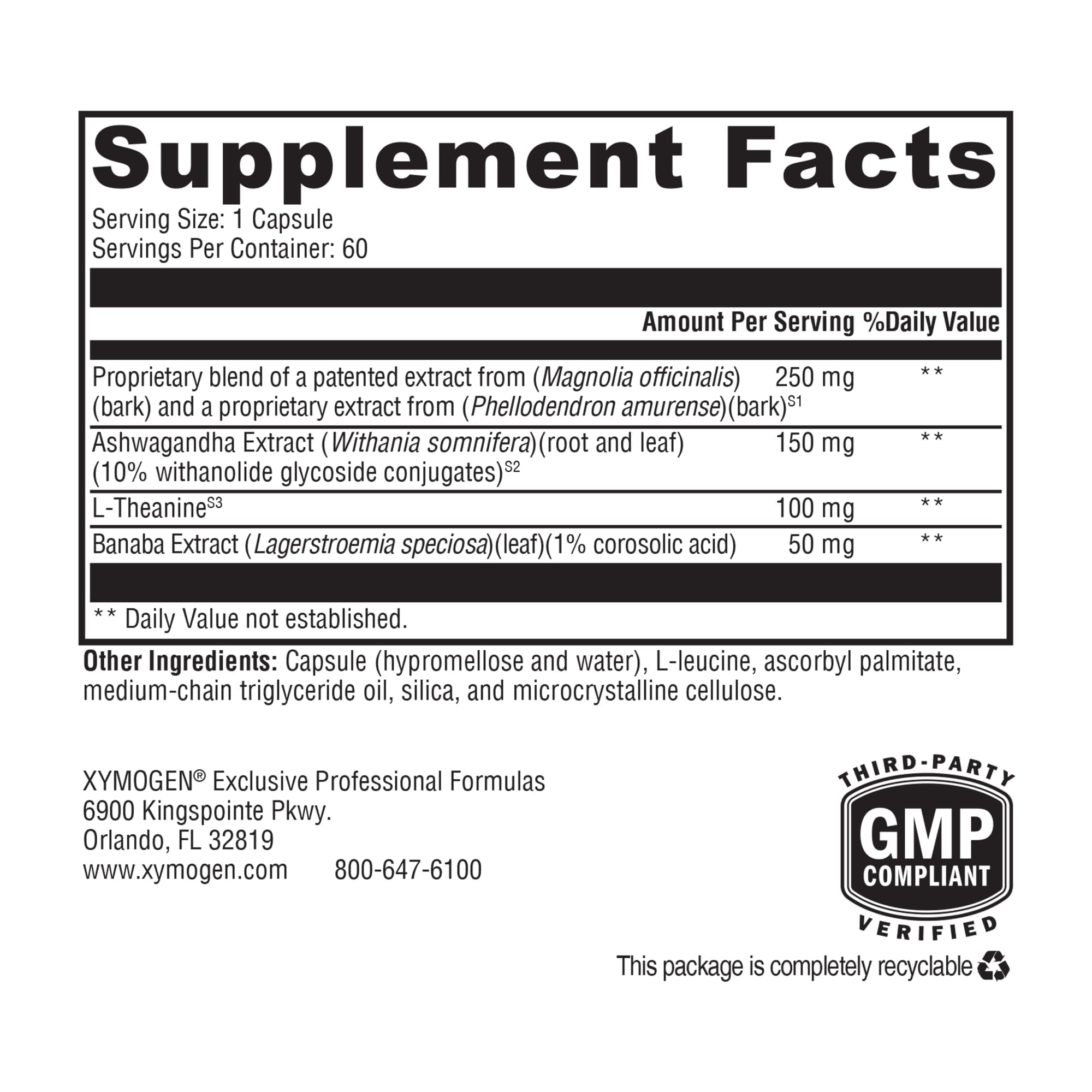 XYMOGEN Cortisolv Cortisol Supplement - Ashwagandha Supplement with L Theanine to Support Healthy Cortisol Levels, Energy, Relaxation and Mental Clarity (60 Capsules) XYMOGENAu supplements