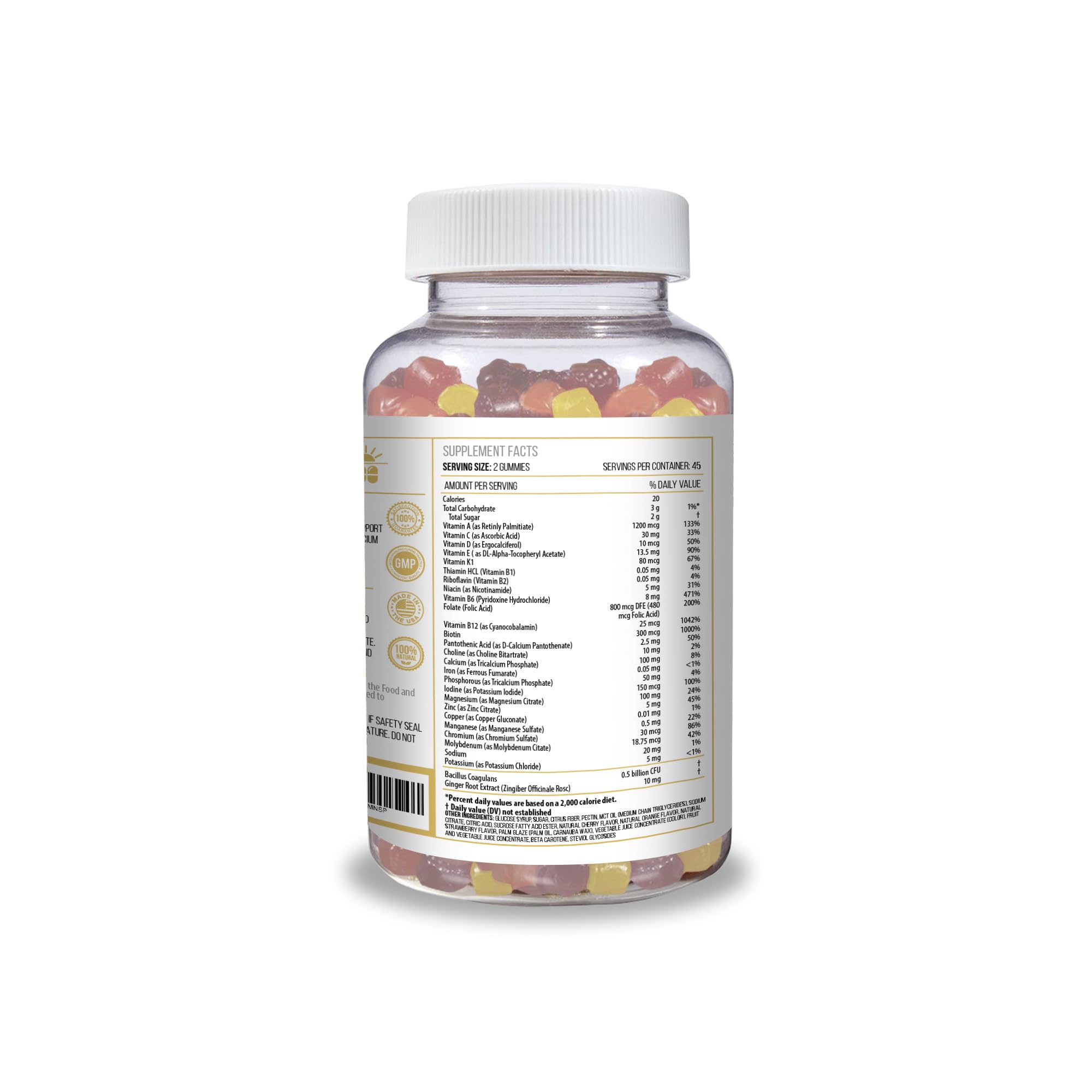 ACTIF Organic Bariatric Gummies with 25+ Organic Vitamins and Minerals for Bariatric Surgery Gastric Bypass Surgery, Advanced Formula - 90 Count ACTIFAu supplements