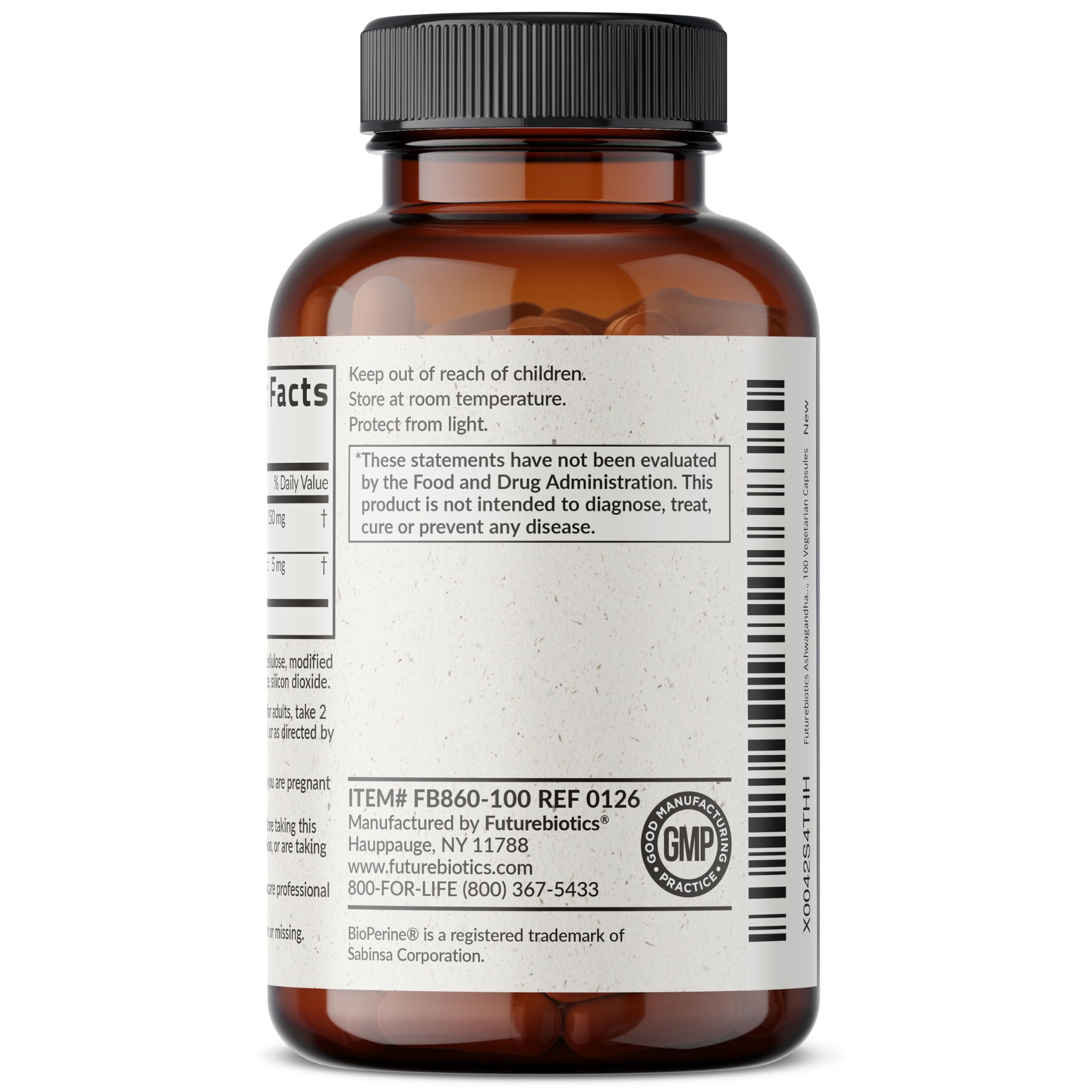 Futurebiotics Ashwagandha Extra Strength Stress & Mood Support with BioPerine - Non GMO Formula, 100 Vegetarian Capsules FuturebioticsAu supplements