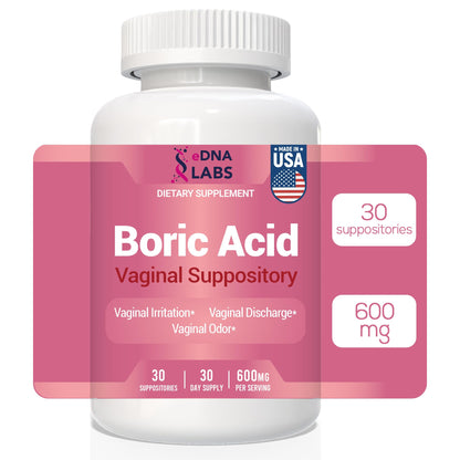 Boric Acid Suppositories for Women 600 mg, Pure Boric Acid pH Balance for Women & Vaginal Odor Control – 30 Suppositories, Made in USA HARMONIFYUS supplements