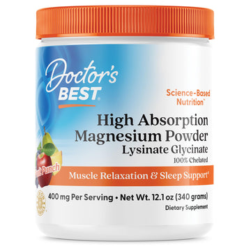 Doctors Best High Absorption Magnesium Powder Lysinate Glycinate 100% Chelated, Muscle Relaxation & Sleep Support, Gluten Free, Vegan, 100% Chelated Net Wt. 12.1 oz (340 Grams), Fruit Punch Flavor Doctor's BESTAu supplements