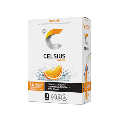 CELSIUS On-the-Go Powder Stick Zero Sugar, Orange, 2.6 Oz (14 Sticks per Pack) CELSIUSUS supplements