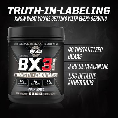 PMD Sports BX3 Ultra Muscle-Building Powder – Beta-Alanine, BCAAs, Betaine Anhydrous PMDUS supplements