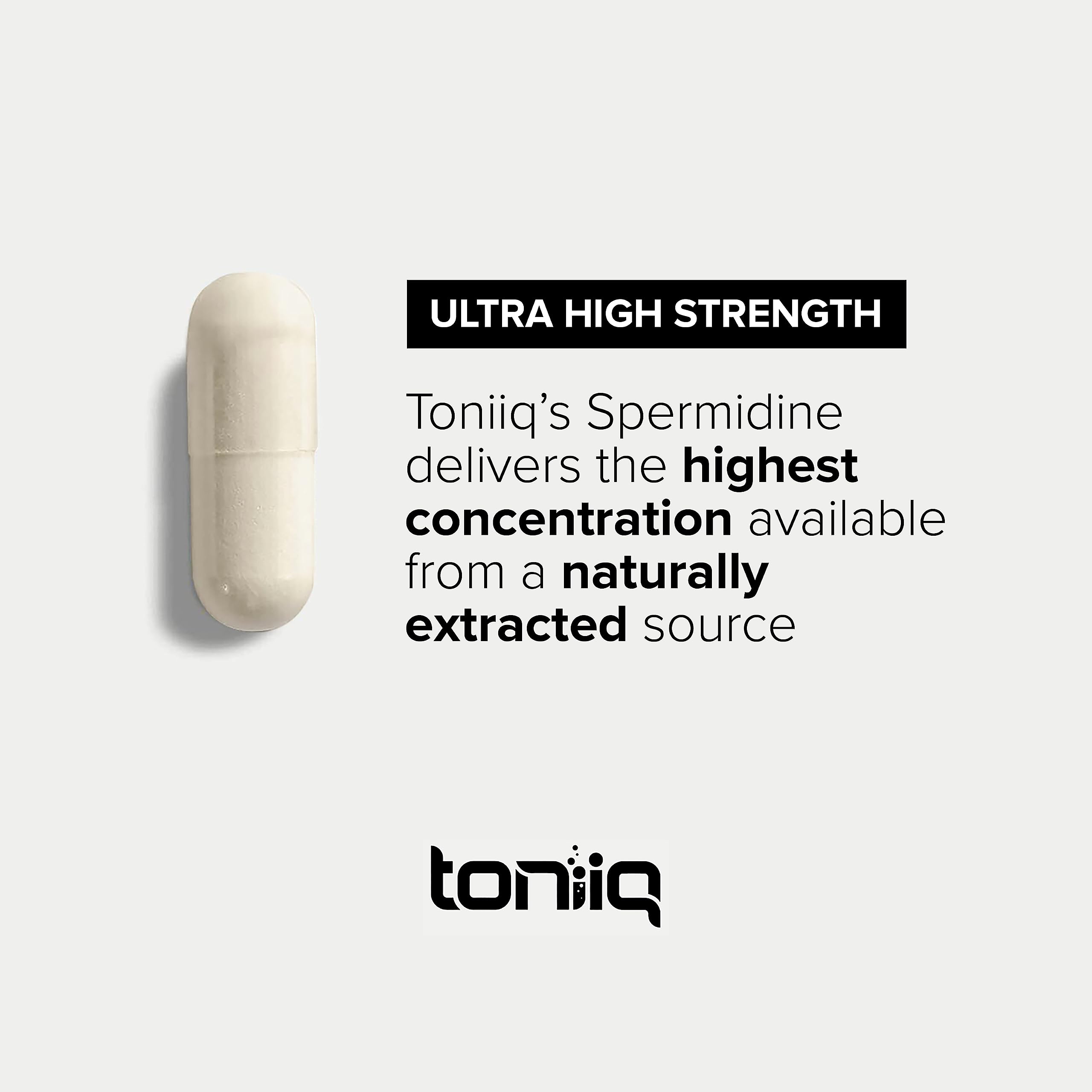 Toniiq Ultra Concentrated 500mg Spermidine Supplements for Men and Women - Non-Synthetic Spermidine Standardized to No Less Than 1% - 5mg per Serving Rice Germ Extract ToniiqAu supplements