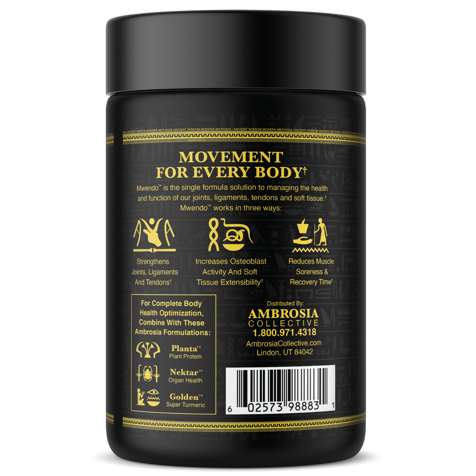 Ambrosia Mwendo - Joint & Ligament Repair | Strengthen Tendons & Increase Soft Tissue Extensibility | Muscle Soreness, & Recovery Time with BioCell Collagen | 90 Veggie Capsules AmbrosiaAu supplements