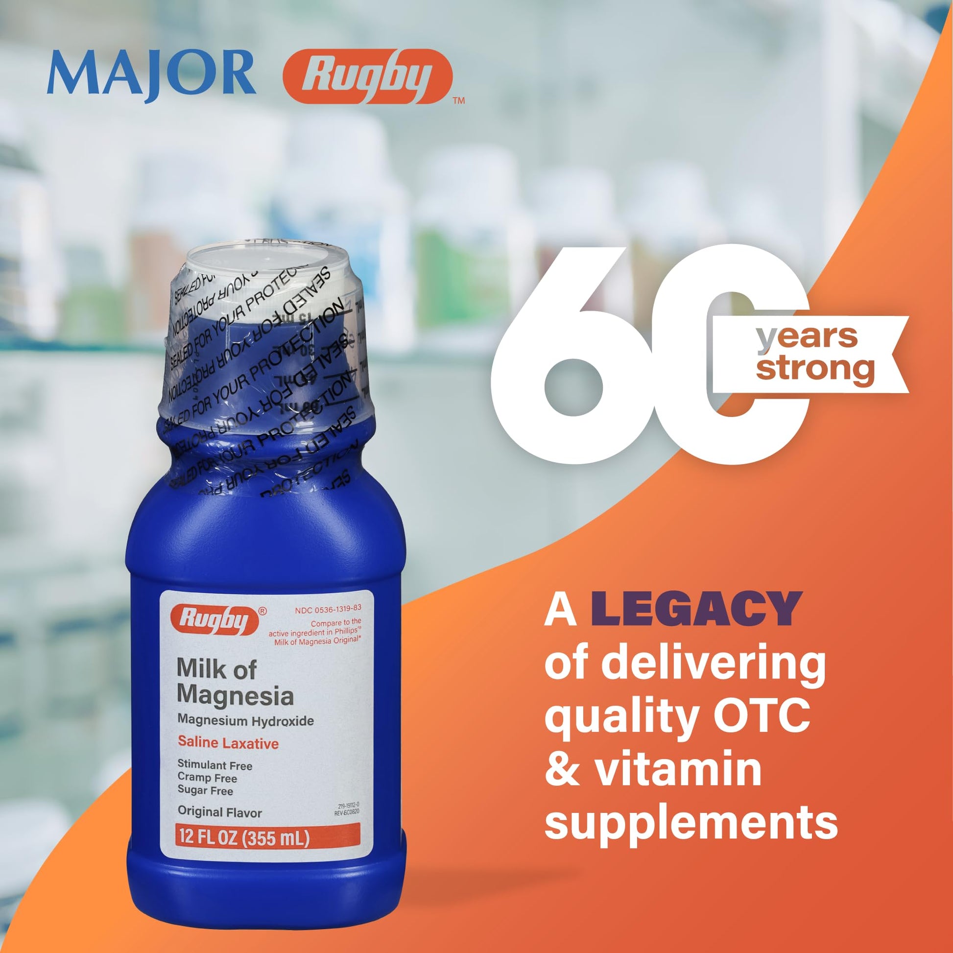 Rugby Milk of Magnesia Magnesium Hydroxide Saline Laxative – Stimulant, Cramp & Sugar-Free - Original Flavor – 12 Fl Oz RUGBY LABORATORIESAu supplements