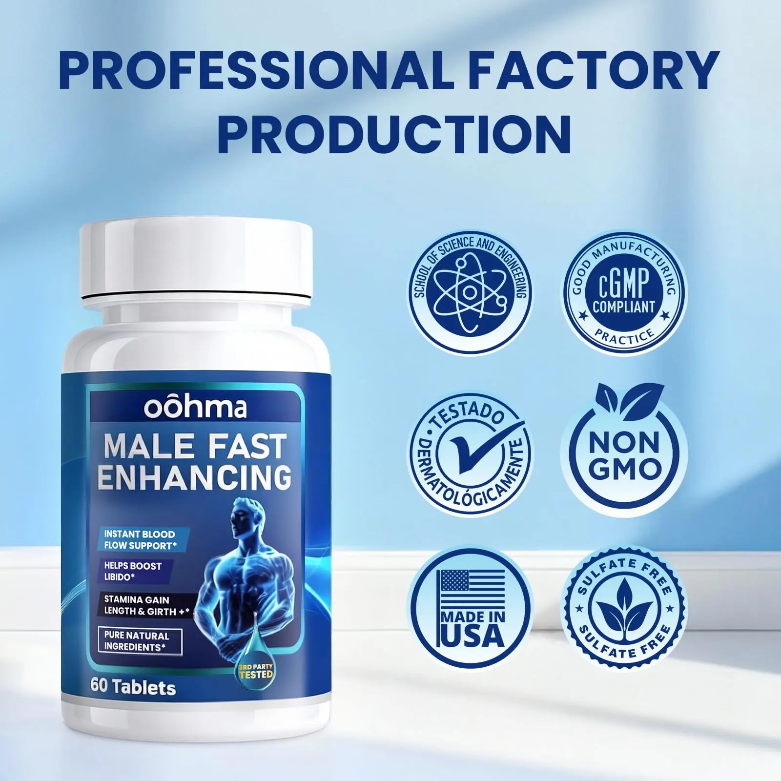 Oohma New Male Enhancing Supplement, Designed to be Fast Acting for Blood Flow to Gain Length & Girth + Stamina, Maca, Epimedium, and Other Natural Ingredients, 3rd Party Tested Supplement 60 Tablets Oohmanz supplements