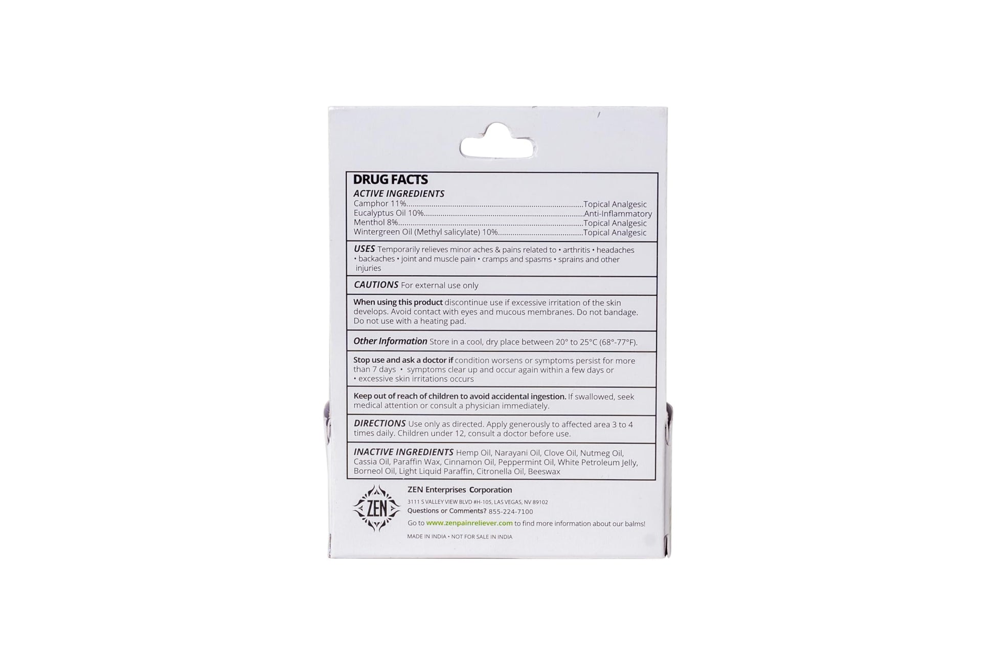 ZEN Hemp Balm – Concentrated Plant-Based Topical Balm – 0.7 oz ZENAu supplements