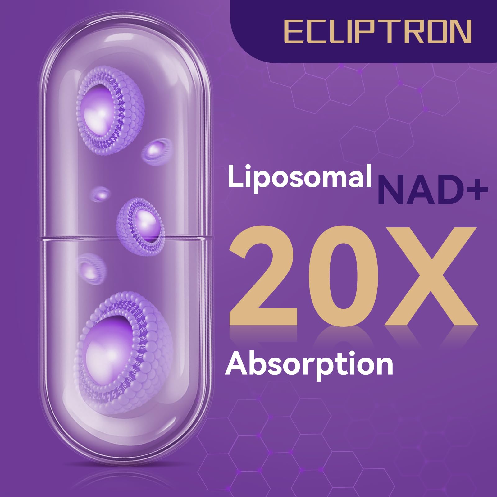 Ecliptron NAD+ Supplement for Women & Men 1800mg - Liposomal NAD Plus with Nicotinamide Riboside & Resveratrol, Anti-Aging | Mitochondrial Health | Radiant Skin - 60 Capsules EcliptronAu supplements