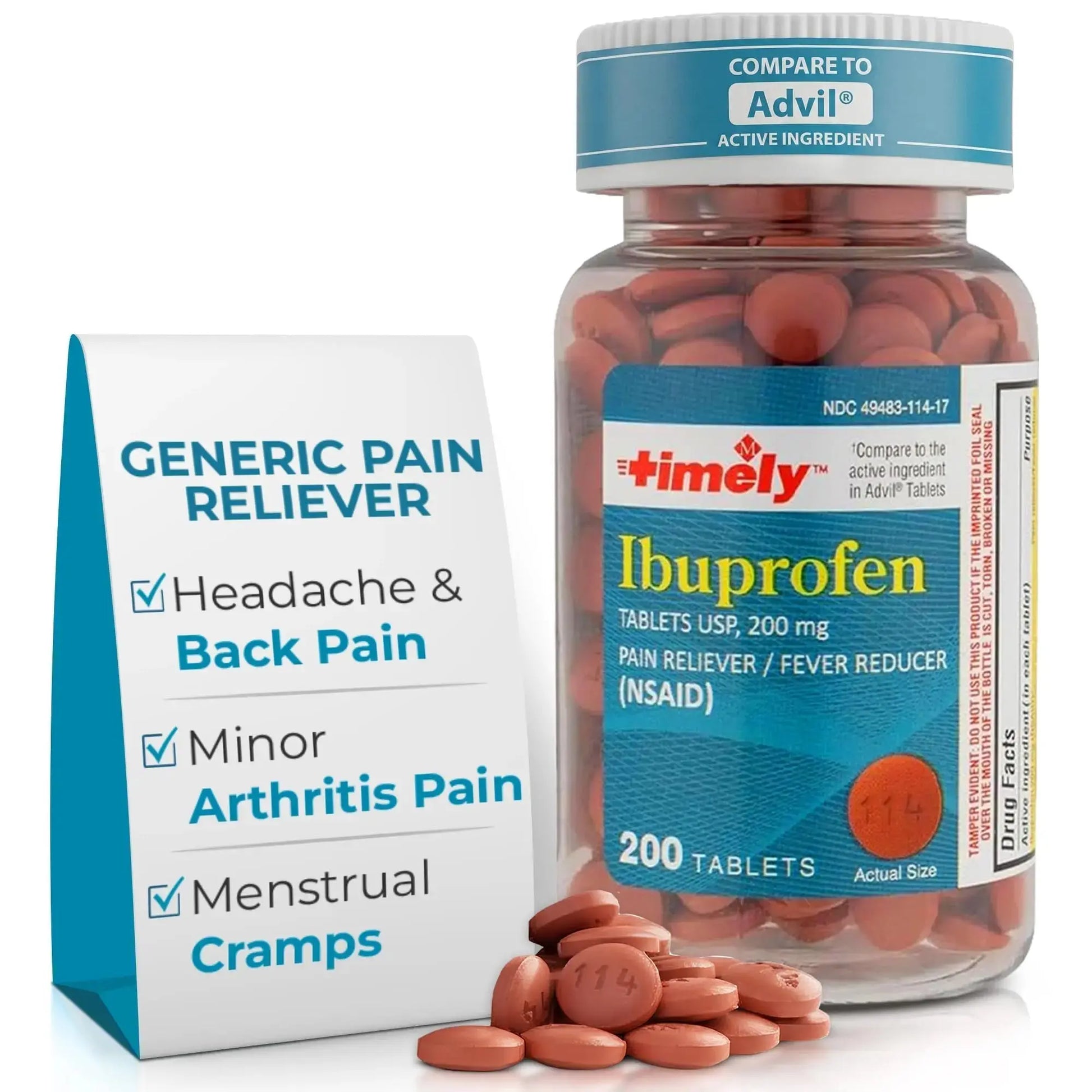 TIME-Cap Labs 200 Tablets Ibuprofen 200mg Coated - Pain Reliever & Fever Reducer (NSAID) for Adults, Helps with Headache, Back Pain, Muscle Aches, Toothaches, Menstrual Cramps & Minor Arthritis Pain TIME-CAP LABS, INC.Au supplements