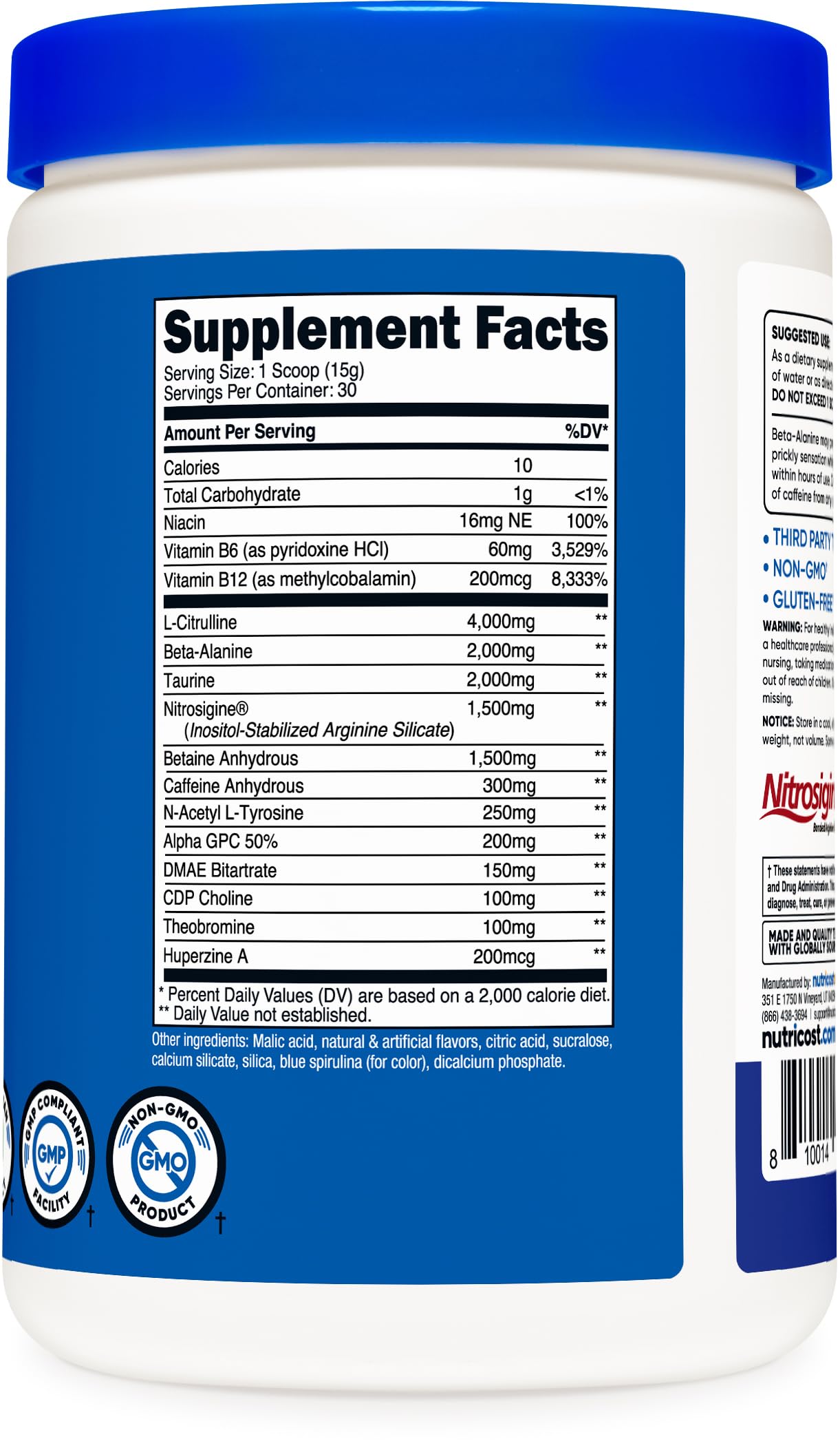 Nutricost Pre-X Xtreme Pre-Workout Powder Complex, Blue Raspberry, 30 Servings NutricostAu supplements