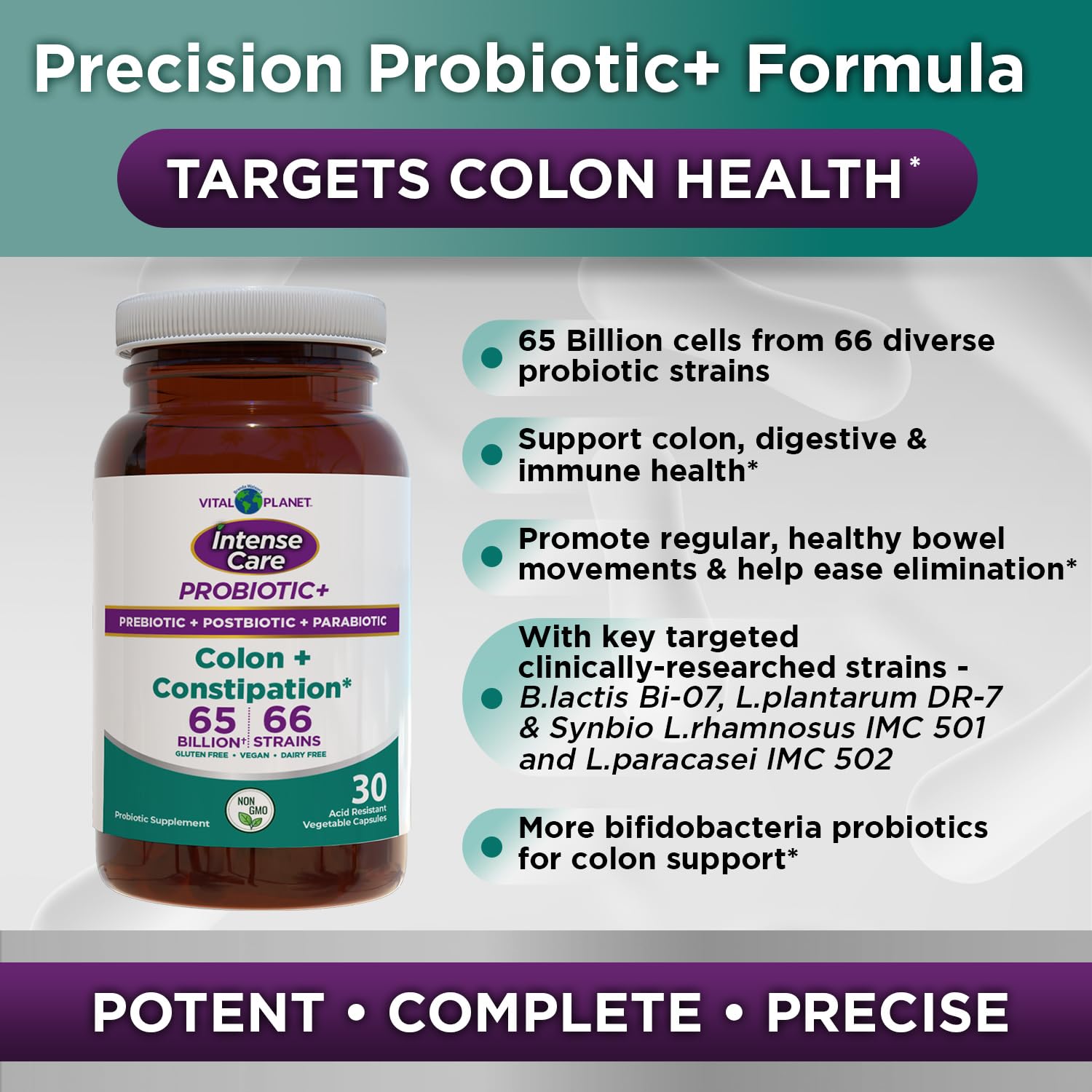 Vital Planet - Intense Care Colon & Constipation Probiotics, Prebiotics, Postbiotics, Parabiotics, 4-in-1 Refrigerated Supplement for Adults, 65 Billion CFU, 66 Strains, Digestive and Immune, 30 ct Vital PlanetAu supplements