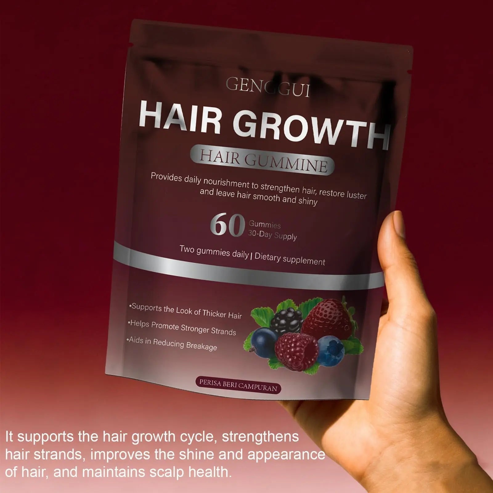 GENGGUI Hair Growth Gummies for Women - Hair Vitamins with Biotin & Silica for Faster Growth - Hair Growth Accelerator Supplement GENGGUIAu supplements