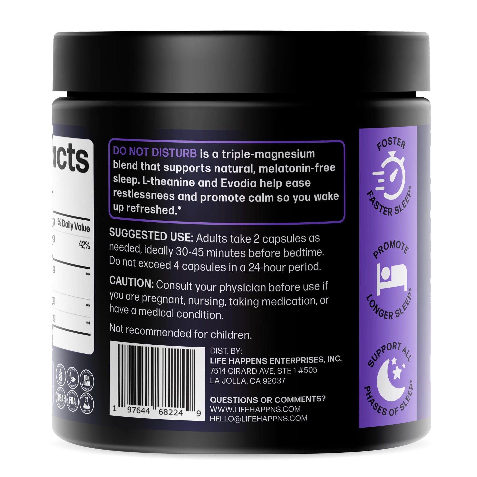Doctor Formulated Triple Magnesium for Sleep, Calm & Relaxation with Chelated Magnesium Glycinate, L-Theanine, Passionflower & Evodia – Non-Habit, No Melatonin Magnesium Sleep Aid Support Supplement LIFE HAPPNS BE READYAu supplements