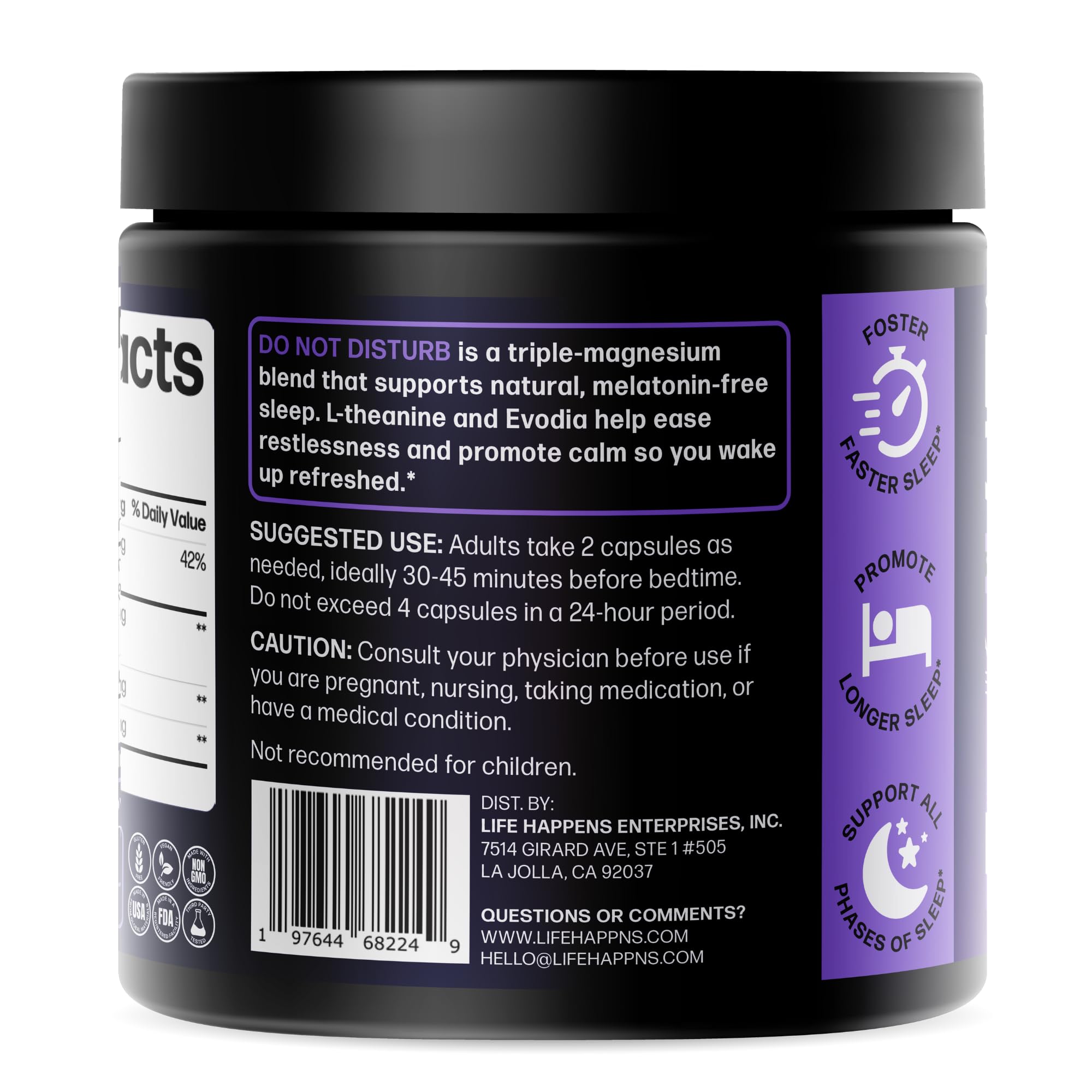 Doctor Formulated Triple Magnesium for Sleep, Calm & Relaxation with Chelated Magnesium Glycinate, L-Theanine, Passionflower & Evodia – Non-Habit, No Melatonin Magnesium Sleep Aid Support Supplement LIFE HAPPNS BE READYAu supplements