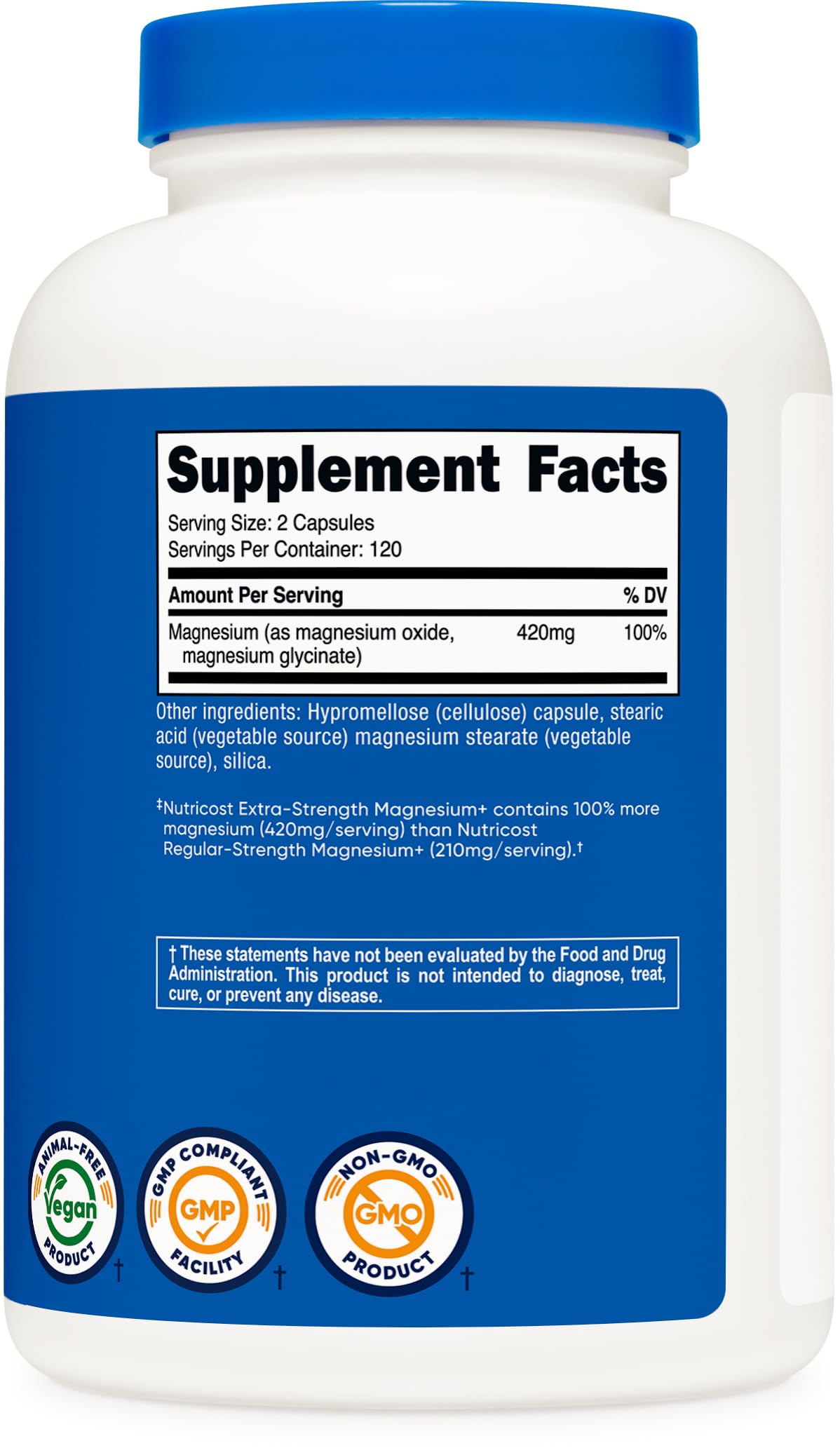 Nutricost Magnesium+ Extra Strength 420mg, 240 Capsules - 120 Servings. Magnesium Oxide and Glycinate - Non-GMO, Gluten Free, Vegan Friendly NutricostAu supplements