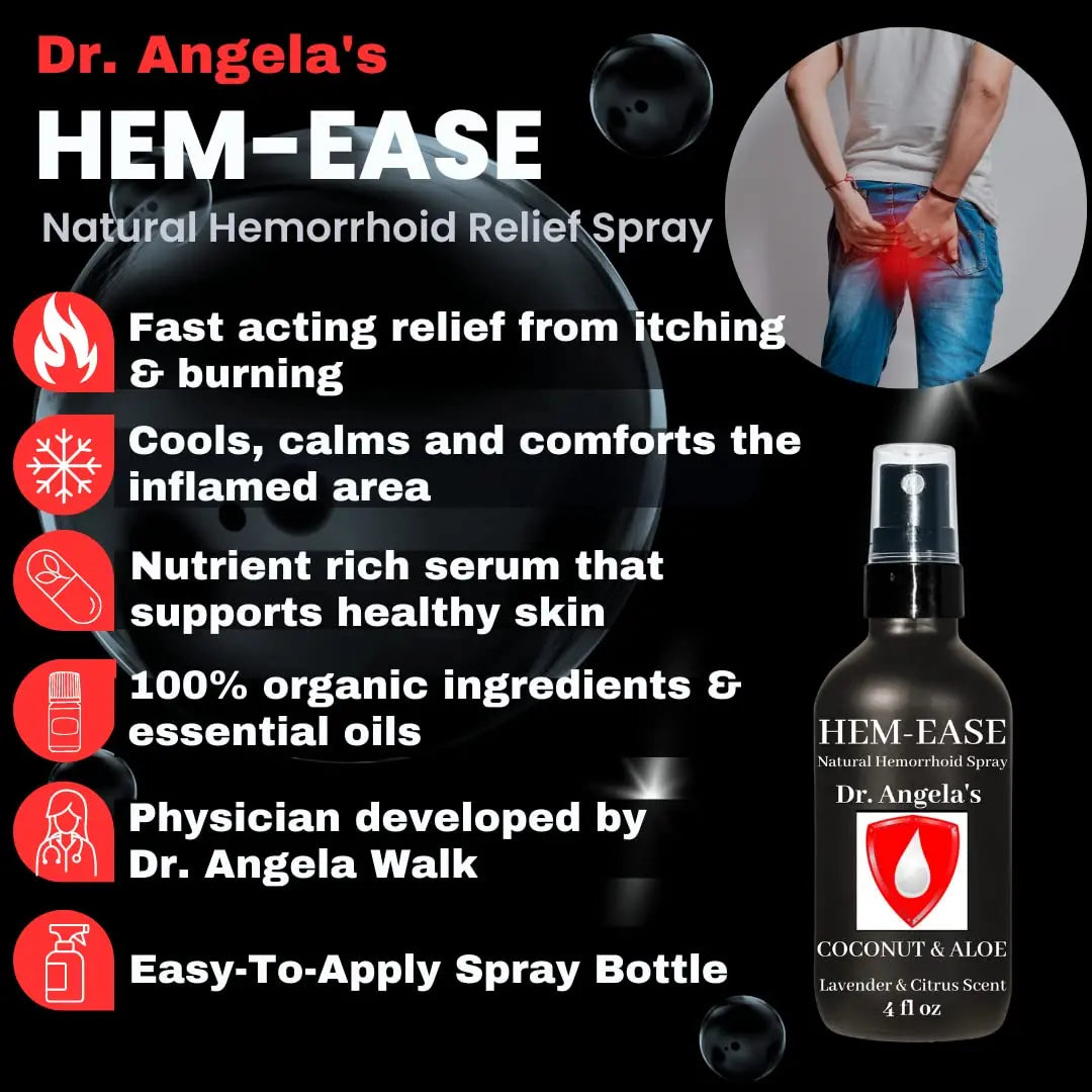 Dr. Angela's Hemorrhoid Treatment Spray | Organic Aloe Vera, Witch Hazel & Essential Oils Turmeric & Tea Tree | Natural Itching & Burning Relief Cream Doctor Angela EssentialAu supplements