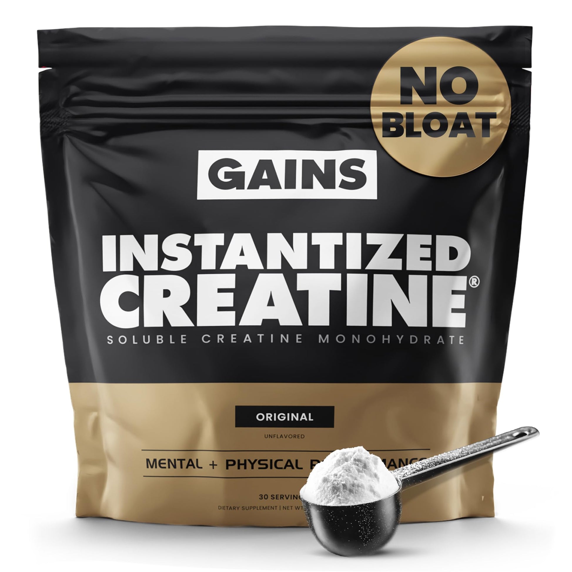 Gains in Bulk Instantized Creatine Monohydrate for Women and Men, Soluble Creatine Powder, Supports Muscle Building, Strength and Performance, Bodybuilding Supplements, Unflavored, 30 Servings GAINS IN BULK GAINSINBULK.COMAu supplements