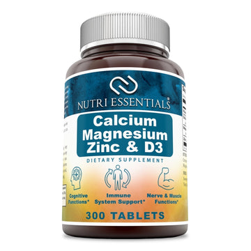 Nutri Essentials Calcium Magnesium Zinc + Vitamin D3 Tablets- Promotes Strong Bones & Teeth, Support Nerve & Muscle Function* (300 Count) Nutri EssentialsAu supplements