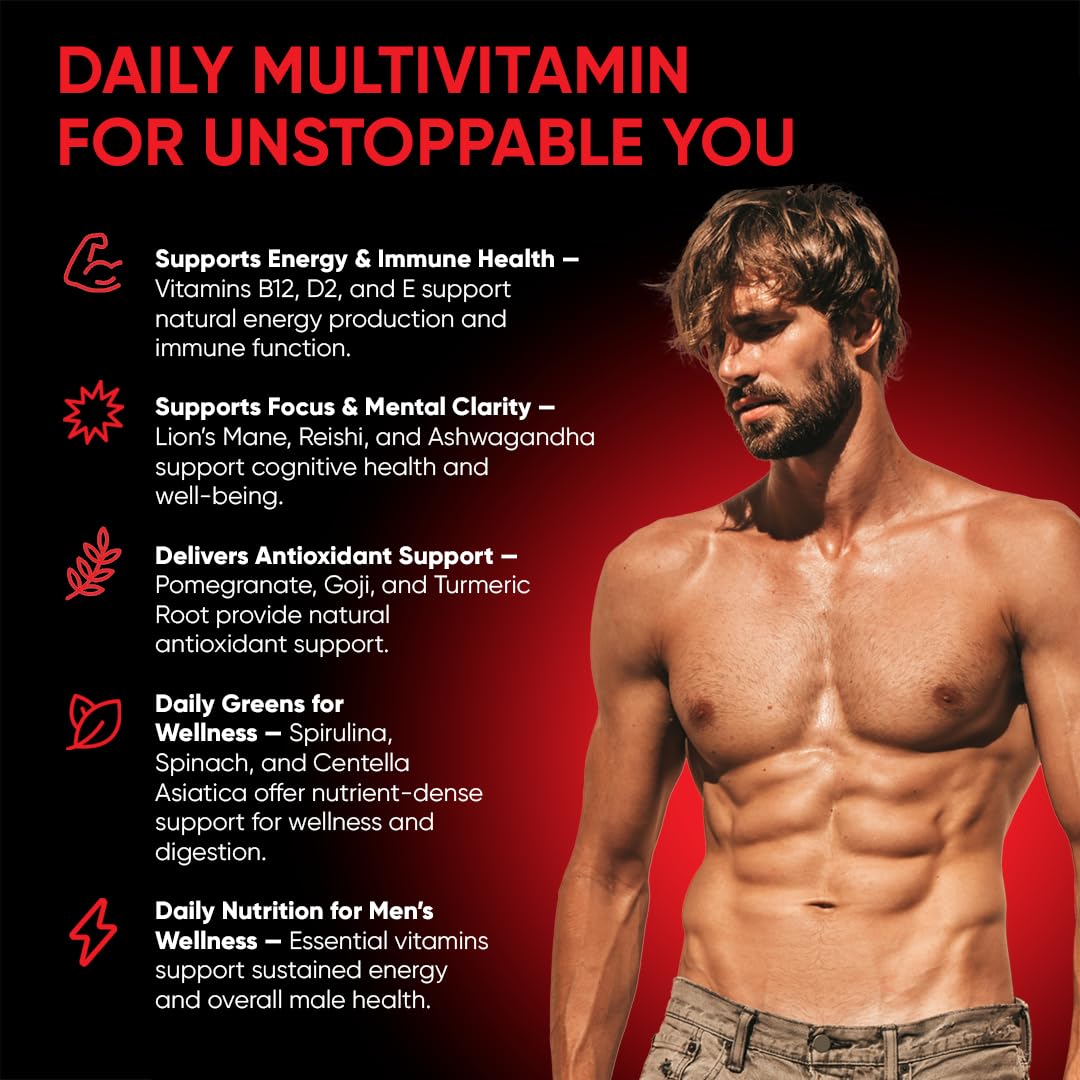 FRIEND OF DOROTHY Daily Multivitamin for Men, Energy, Focus & Immunity Support, Ashwagandha, Lion’s Mane & Reishi, 60 Capsules FRIEND OF DOROTHYAu supplements