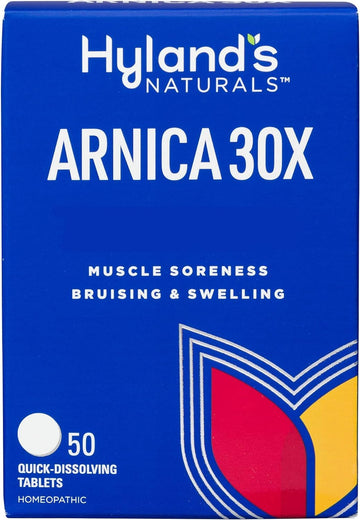 Hyland's Arnica Montana 30x Tablets, Natural Relief of Bruises, Swelling and Muscle Soreness, Quick Dissolving Tablets (Pack of 1, 50 Count Total) Hyland'sAu supplements