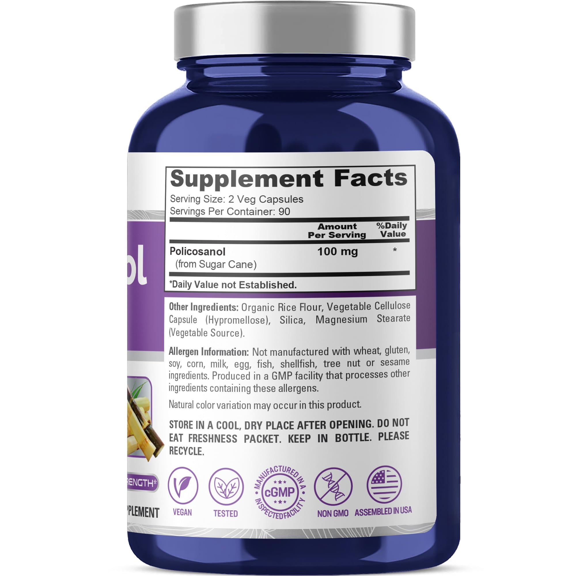 NusaPure Policosanol 100mg 180 Veggie Capsules (Vegan, Non-GMO) NusaPureAu supplements