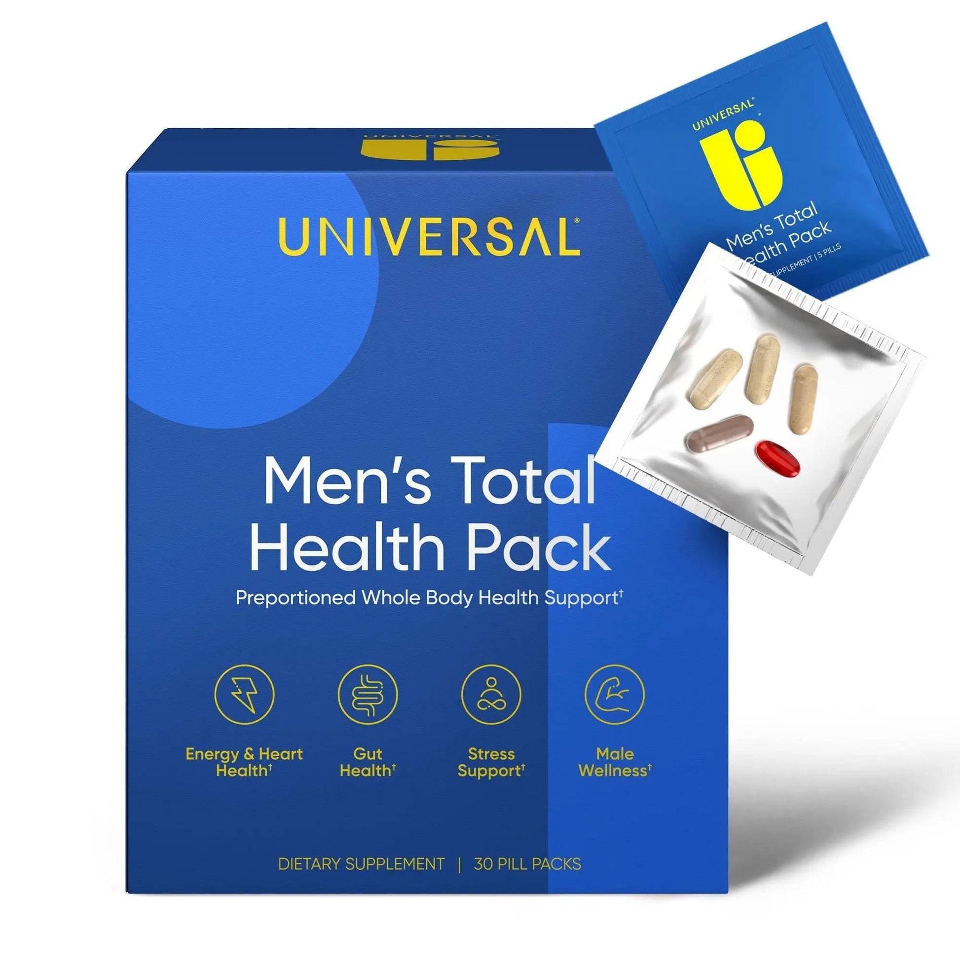 Men's Total Health Daily Vitamin Packs - 22 Essential Minerals & Vitamins for Men, All-in-One Multivitamin Supplement for Energy Universal UAu supplements