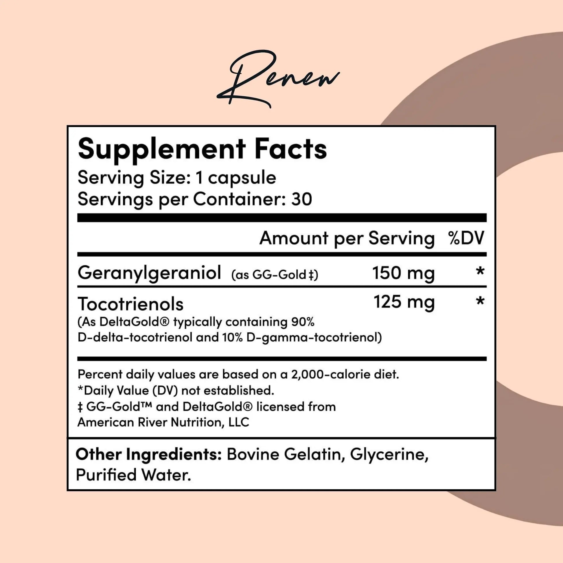 Tranont Renew - Antioxidant Complex for Vitality & Wellness | Vitamin E Tocotrienols & Geranylgeraniol | Supports Healthy Cellular Function, Joint Health, & Youthful Glow - 30 Capsules Tranontnz supplements