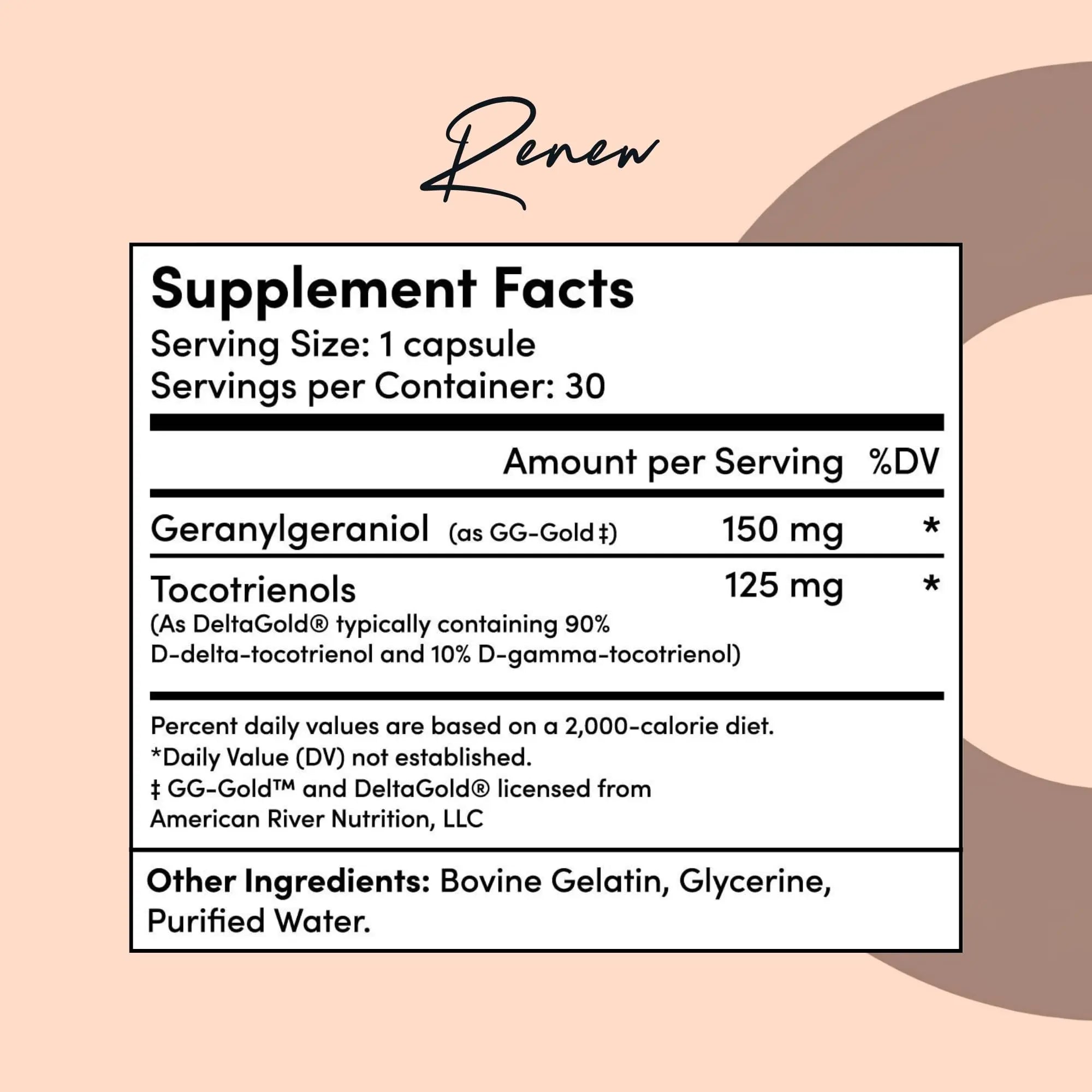 Tranont Renew - Antioxidant Complex for Vitality & Wellness | Vitamin E Tocotrienols & Geranylgeraniol | Supports Healthy Cellular Function, Joint Health, & Youthful Glow - 30 Capsules Tranontnz supplements