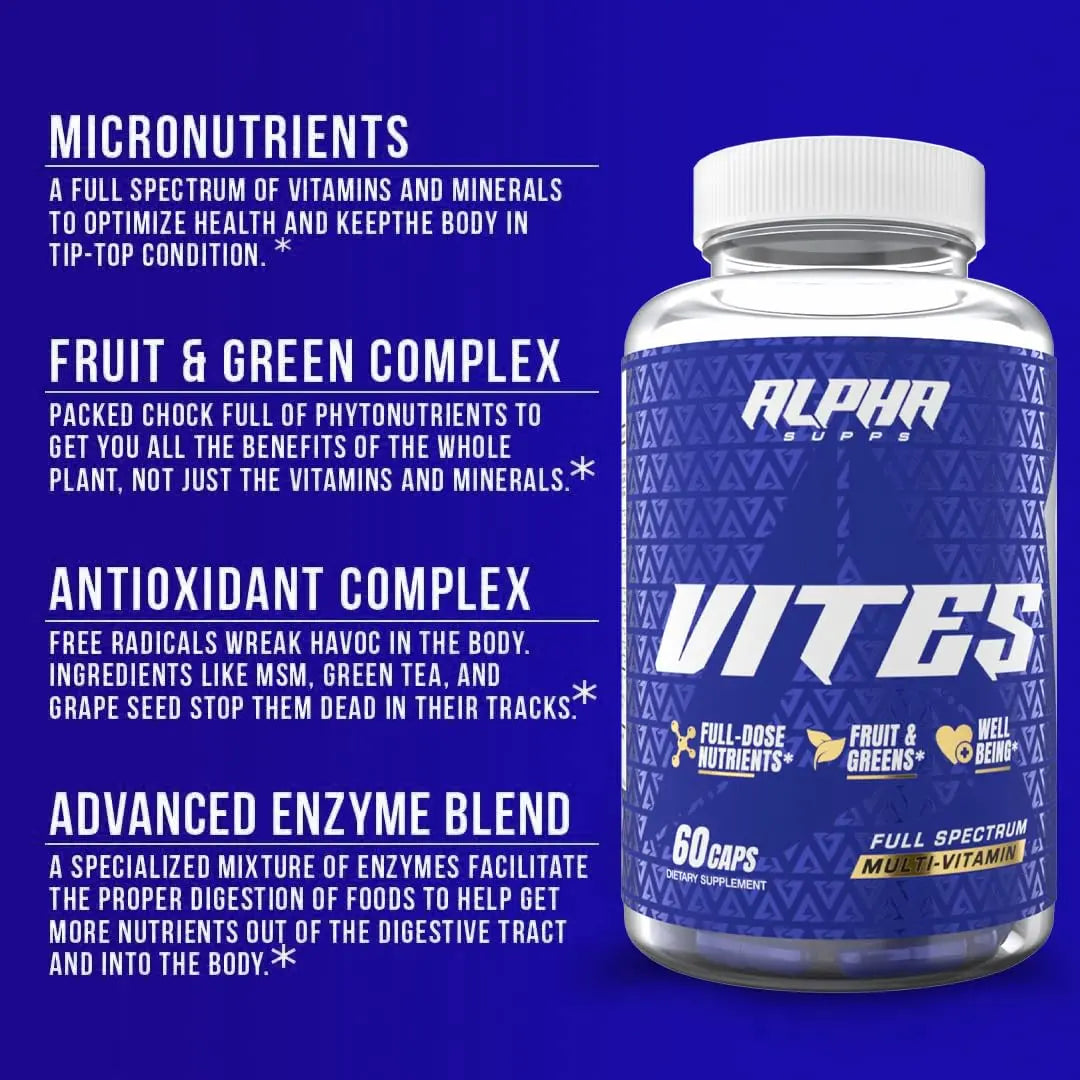 Alpha Supps Vites Men's Multivitamin, Complete Daily Supplement with Fruits, Veggies, Energy, Immune & Prostate Support Alpha SuppsAu supplements